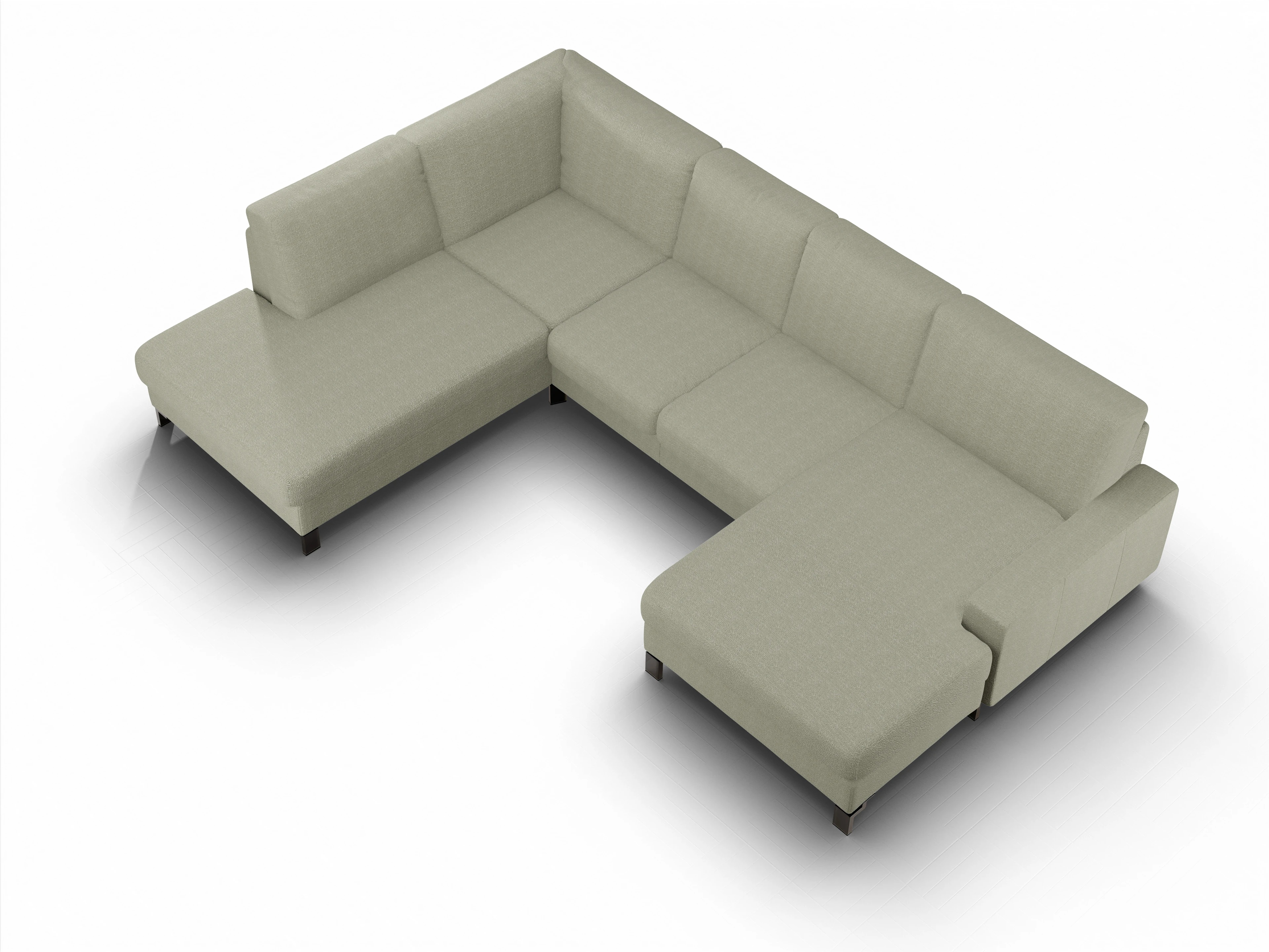 Ansicht des Produktes Casco 2.0 Wohnlandschaft offen beidseitig in Stoff Grau