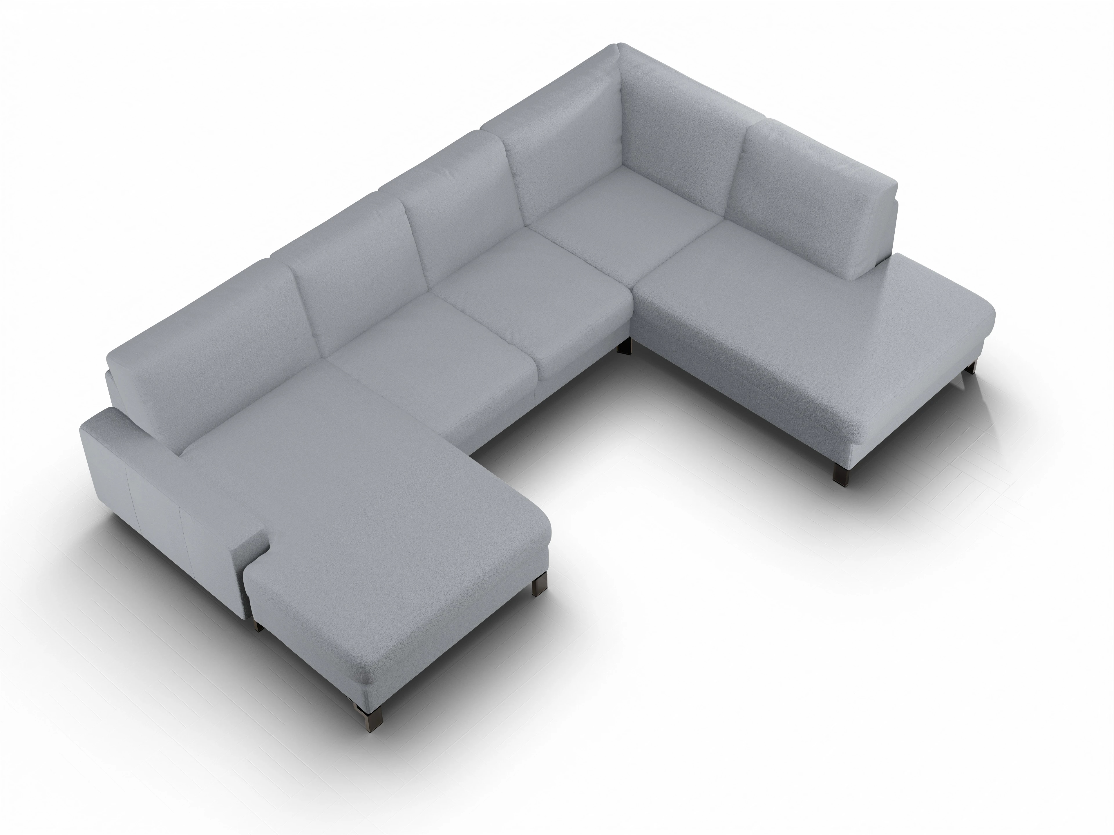 Ansicht des Produktes Casco 2.0 Wohnlandschaft offen beidseitig in Stoff Blau