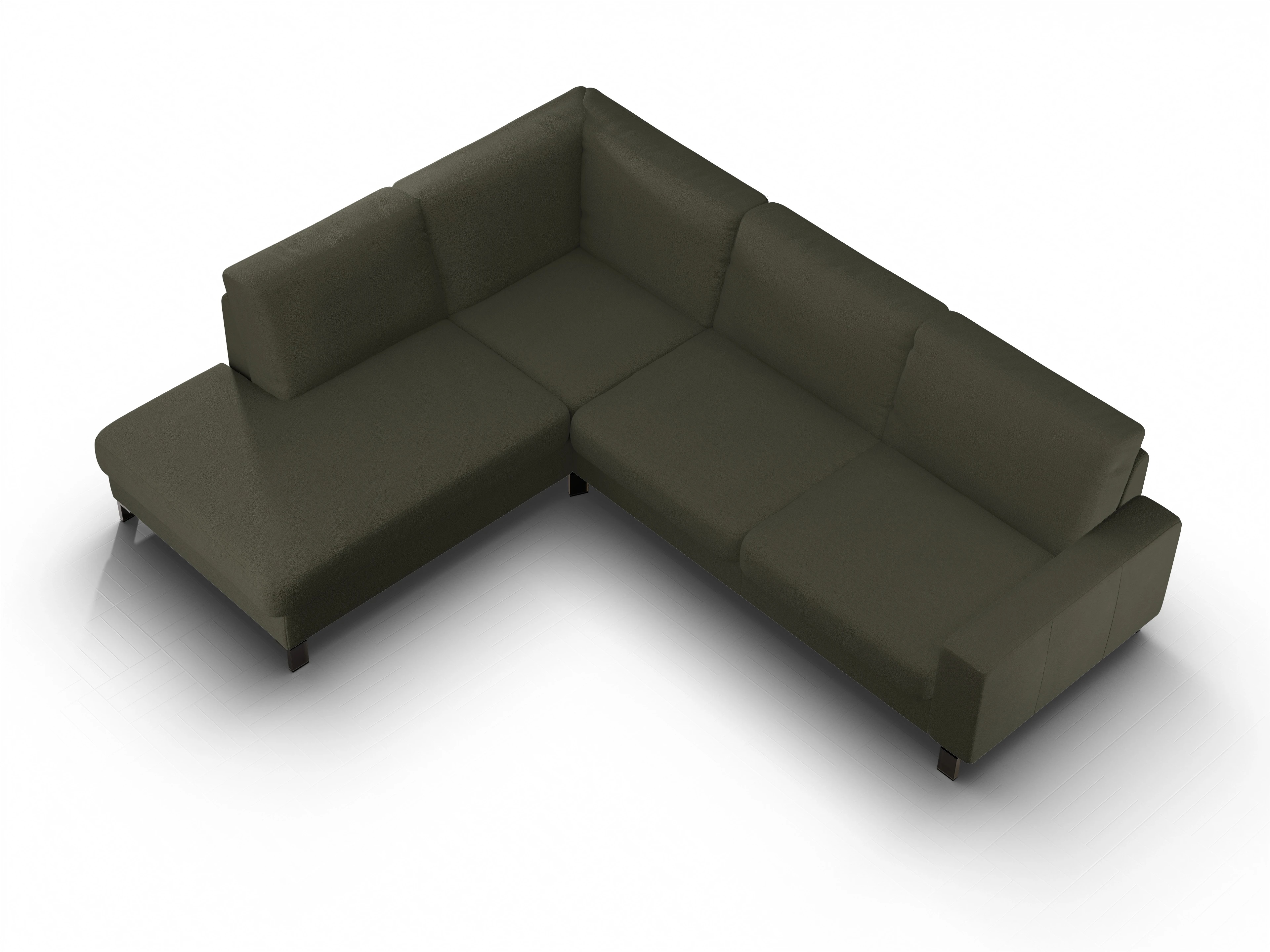 Ansicht des Produktes Casco 2.0 Ecksofa links Abschluss offen in Stoff Grün