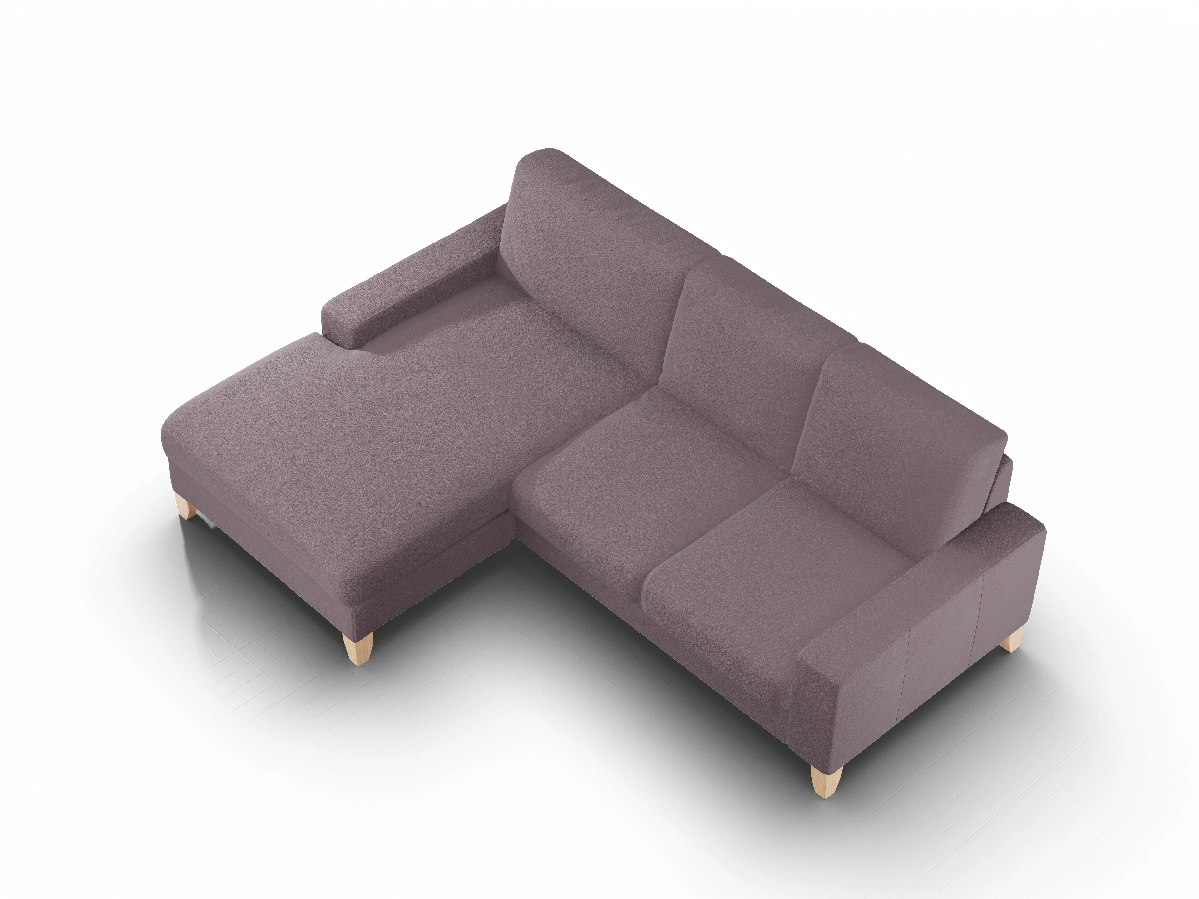 Ansicht des Produktes Casco 2.0 Ecksofa links Abschluss offen in Stoff Rosa