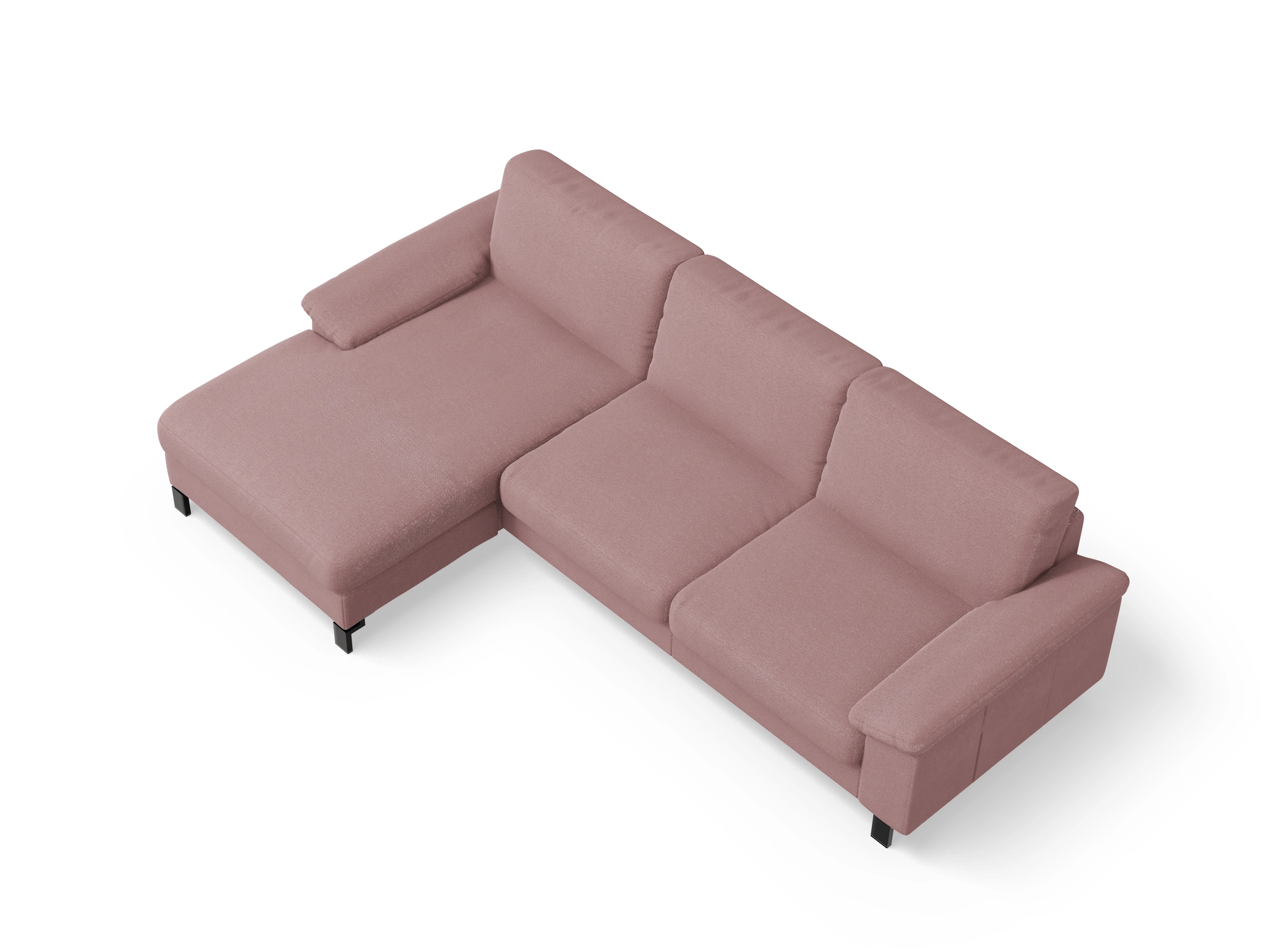 Casco Ecksofa LO Large L Ansicht des Produktes Casco 2.0 Ecksofa links Abschluss offen in Stoff Rosa