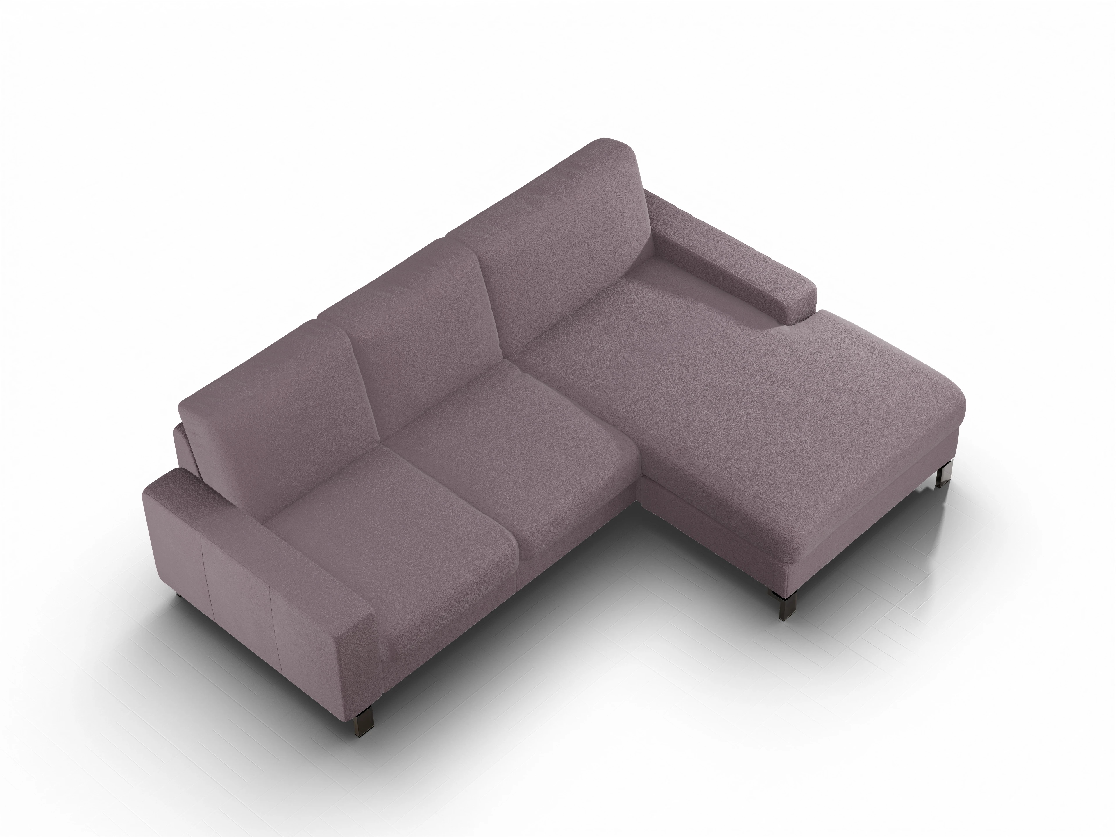 Ansicht des Produktes Casco 2.0 Ecksofa rechts Abschluss offen in Stoff Rosa