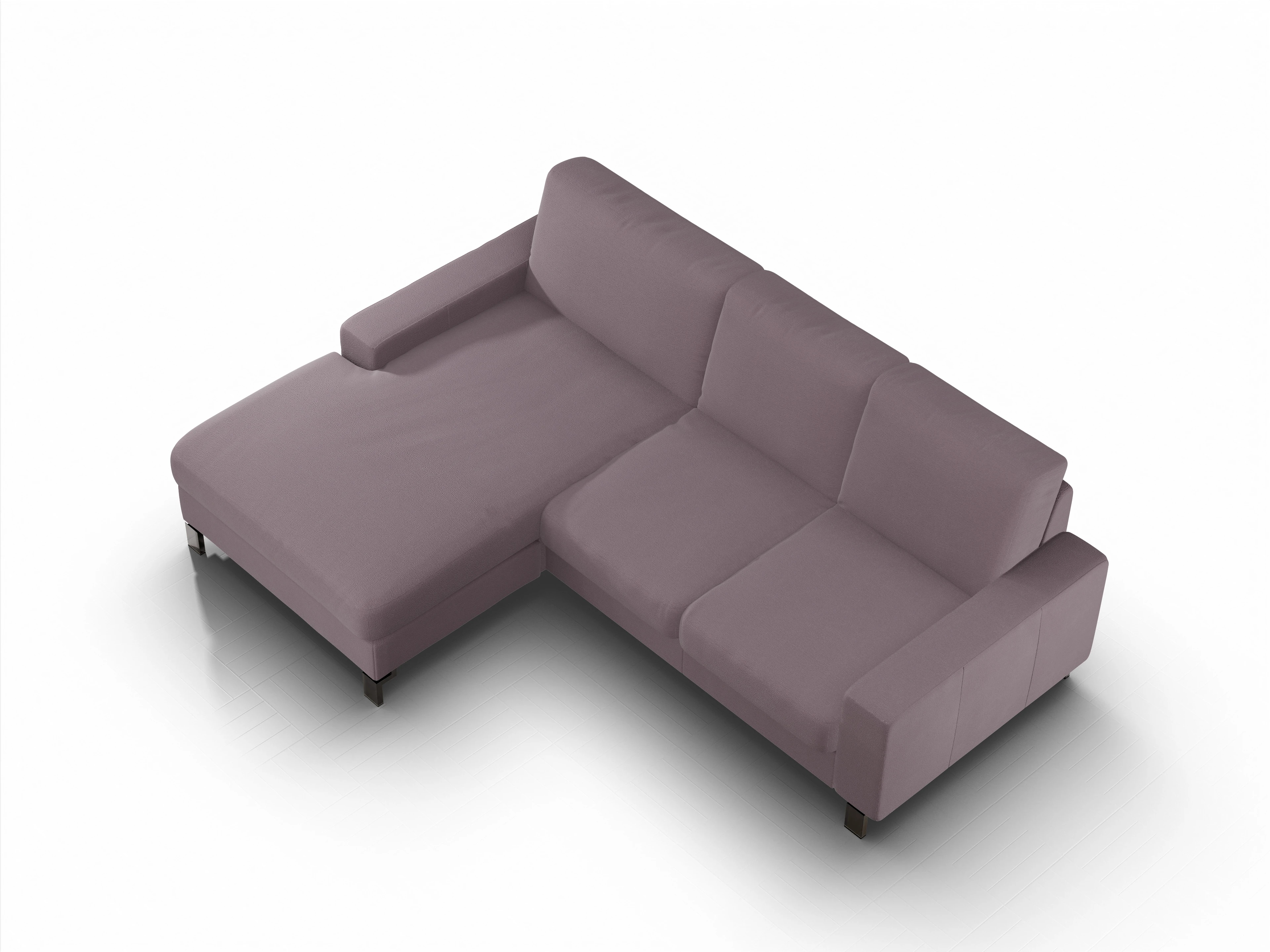 Ansicht des Produktes Casco 2.0 Ecksofa links Abschluss offen in Stoff Rosa