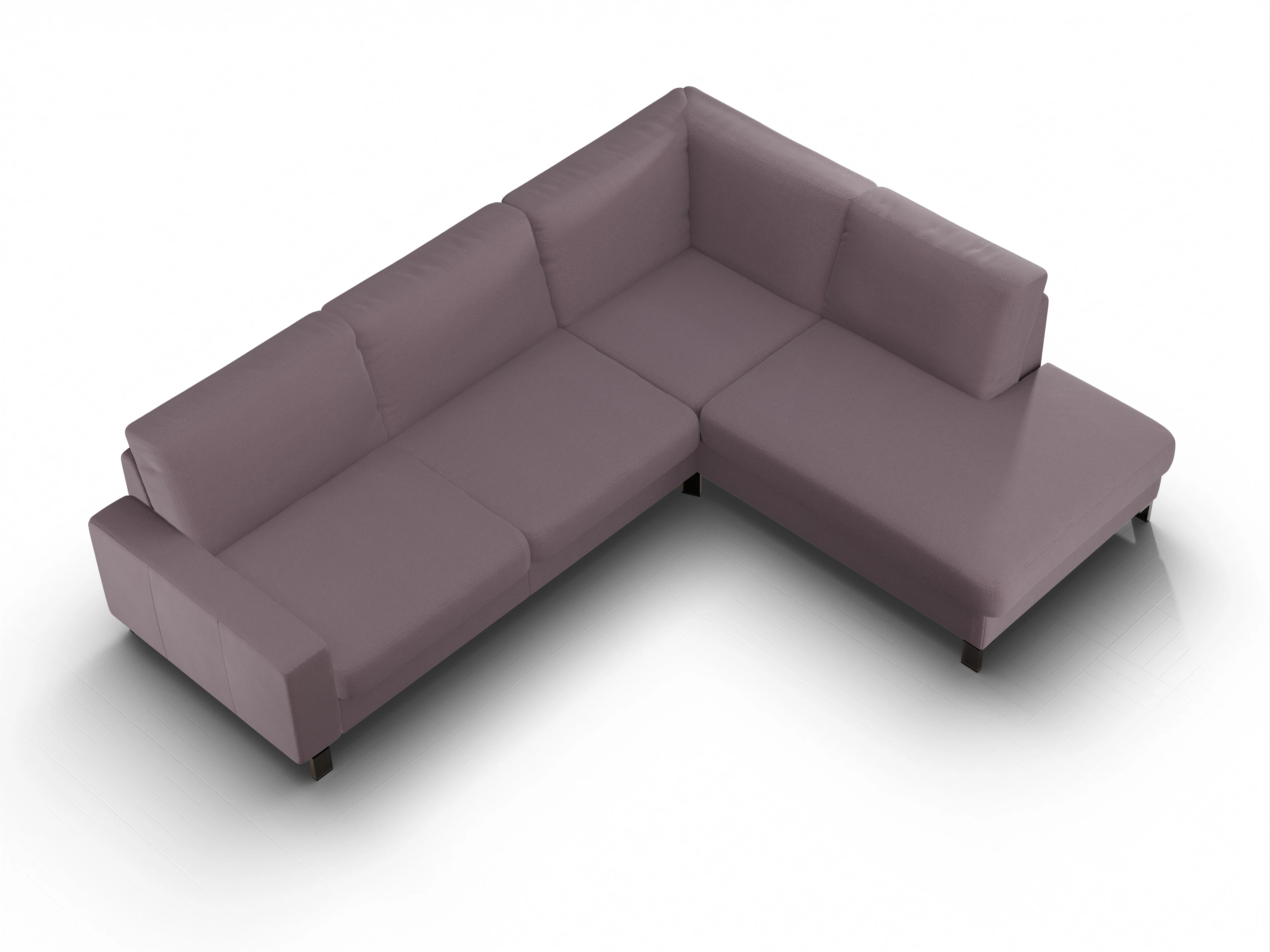 Ansicht des Produktes Casco 2.0 Ecksofa rechts Abschluss offen in Stoff Rosa