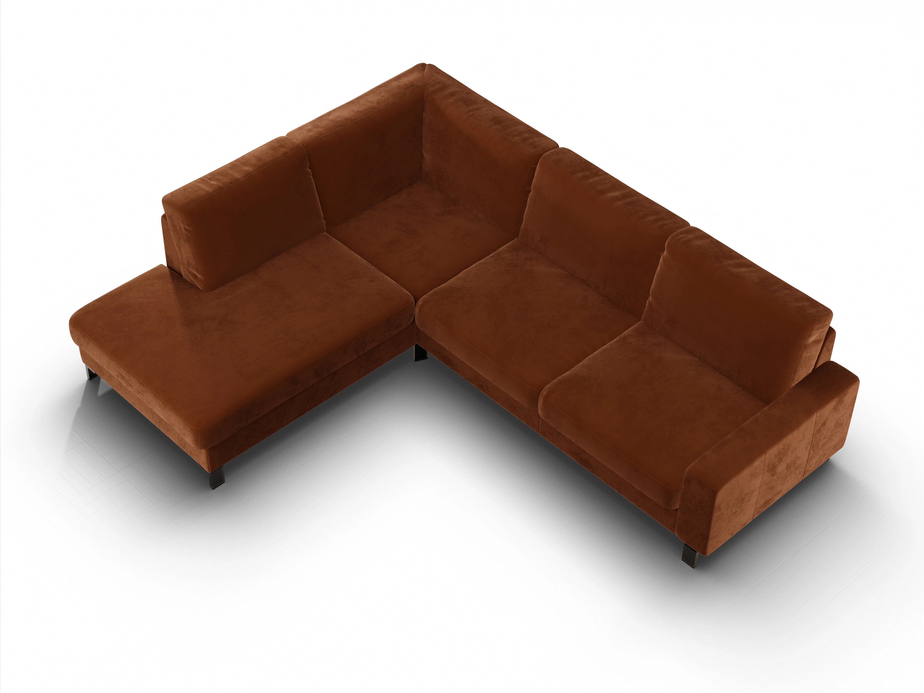 Ansicht des Produktes Casco 2.0 Ecksofa links Abschluss offen in Stoff Braun