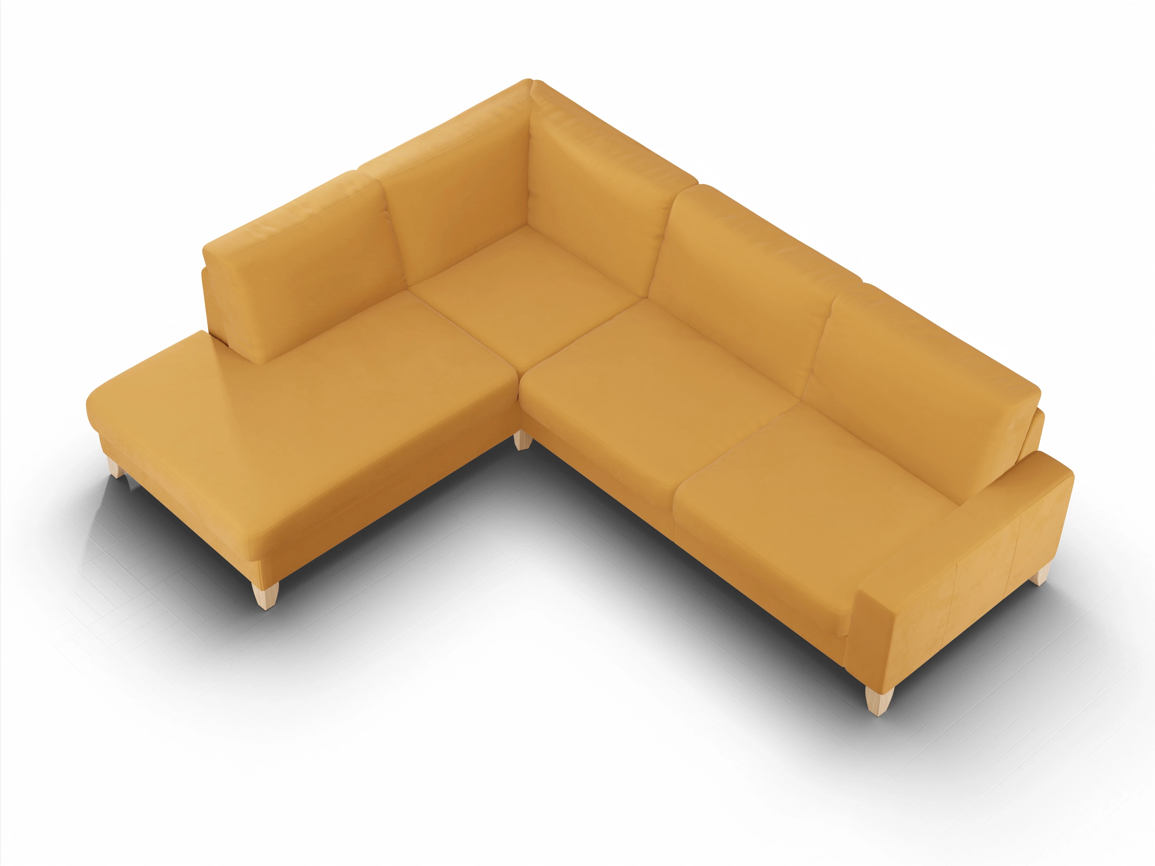 Ansicht des Produktes Casco 2.0 Ecksofa links Abschluss offen in Stoff Orange