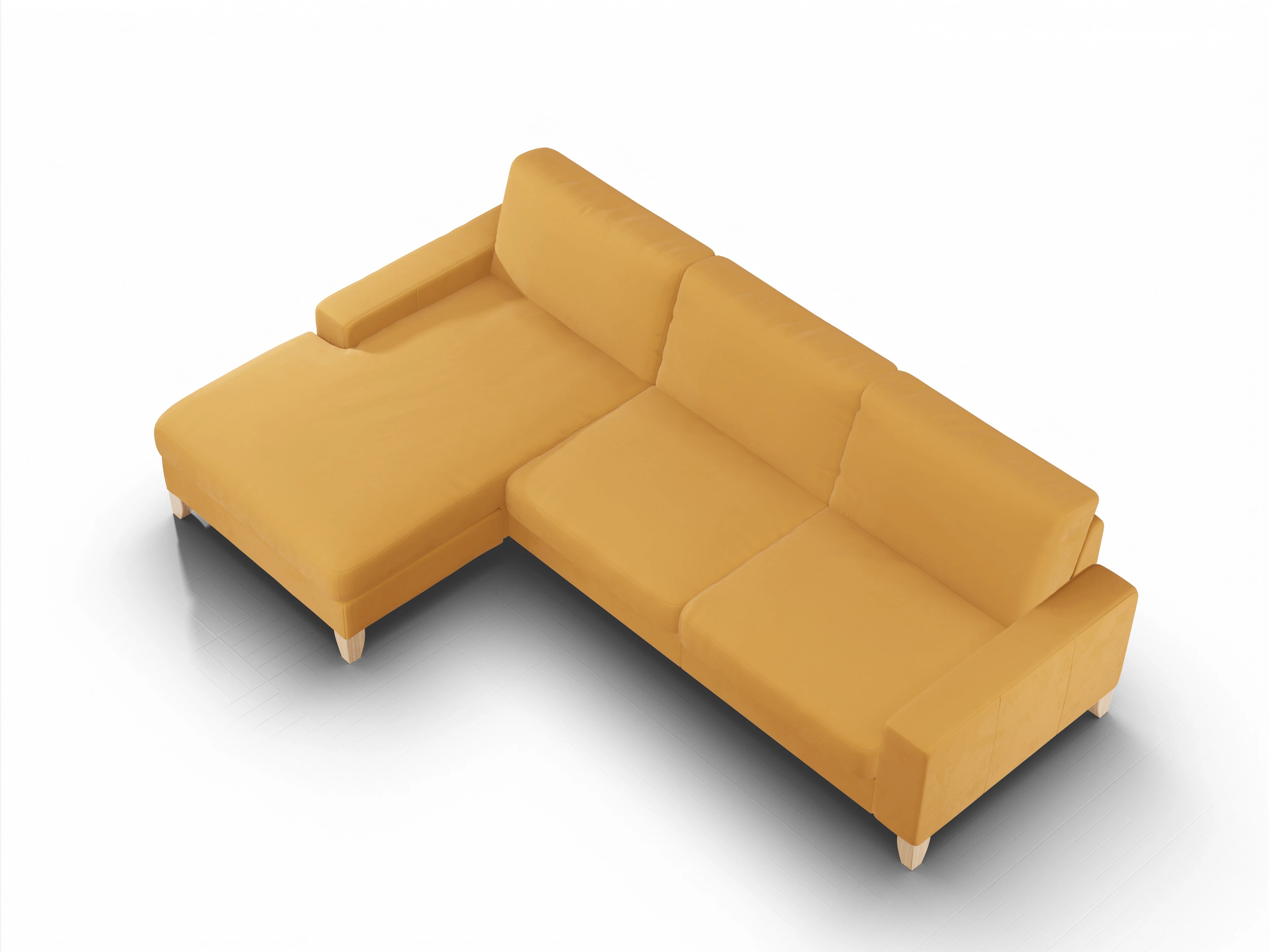 Ansicht des Produktes Casco 2.0 Ecksofa links Abschluss offen in Stoff Orange