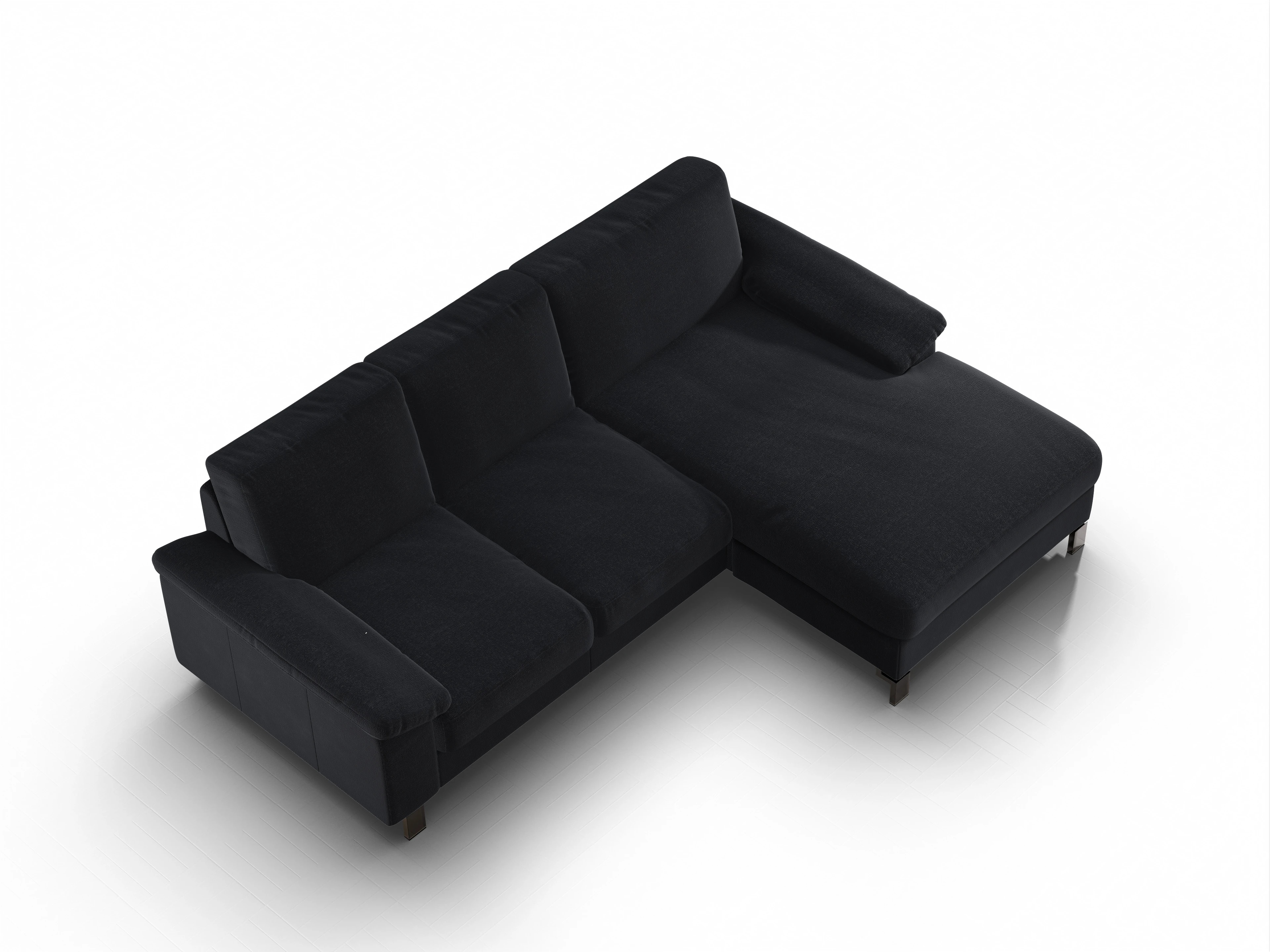Casco Ecksofa LO Medium R Ansicht des Produktes Casco 2.0 Ecksofa rechts Abschluss offen in Stoff Schwarz