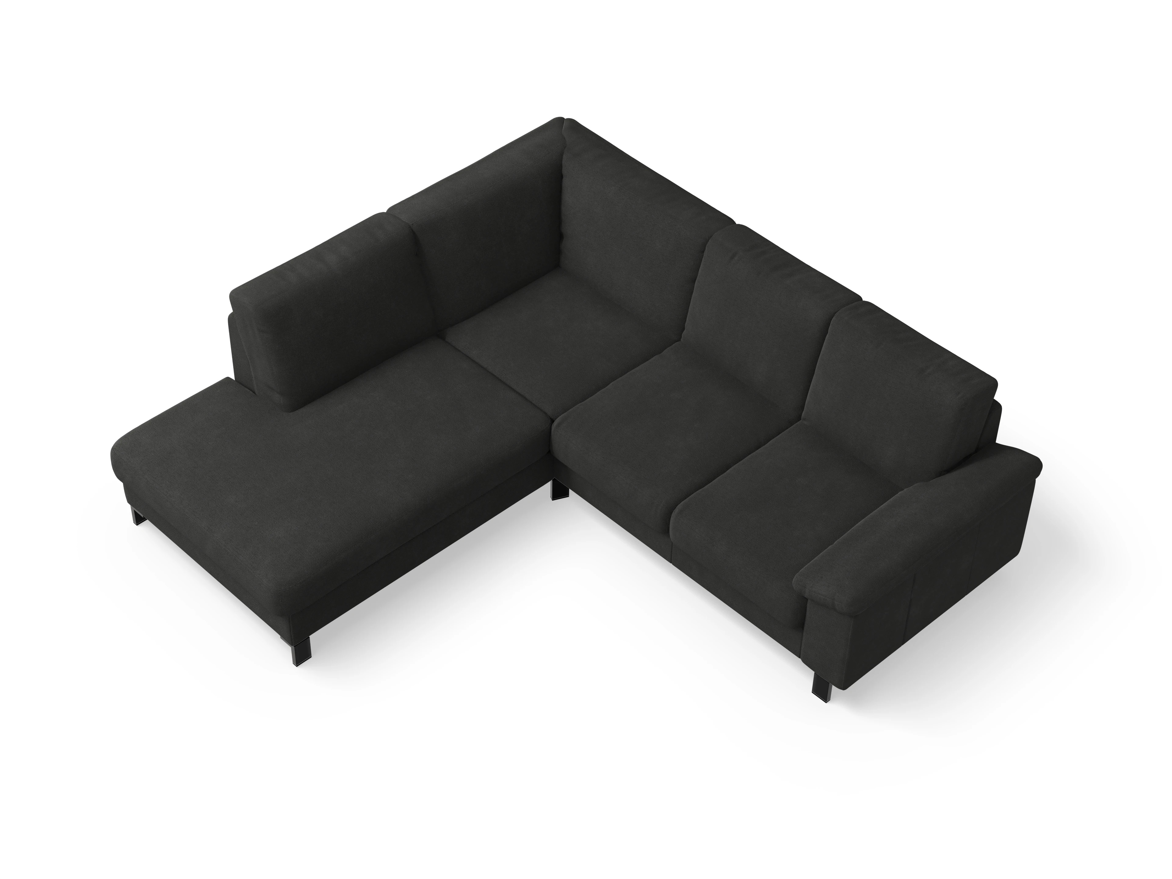 Ansicht des Produktes Casco 2.0 Ecksofa links Abschluss offen in Stoff Schwarz
