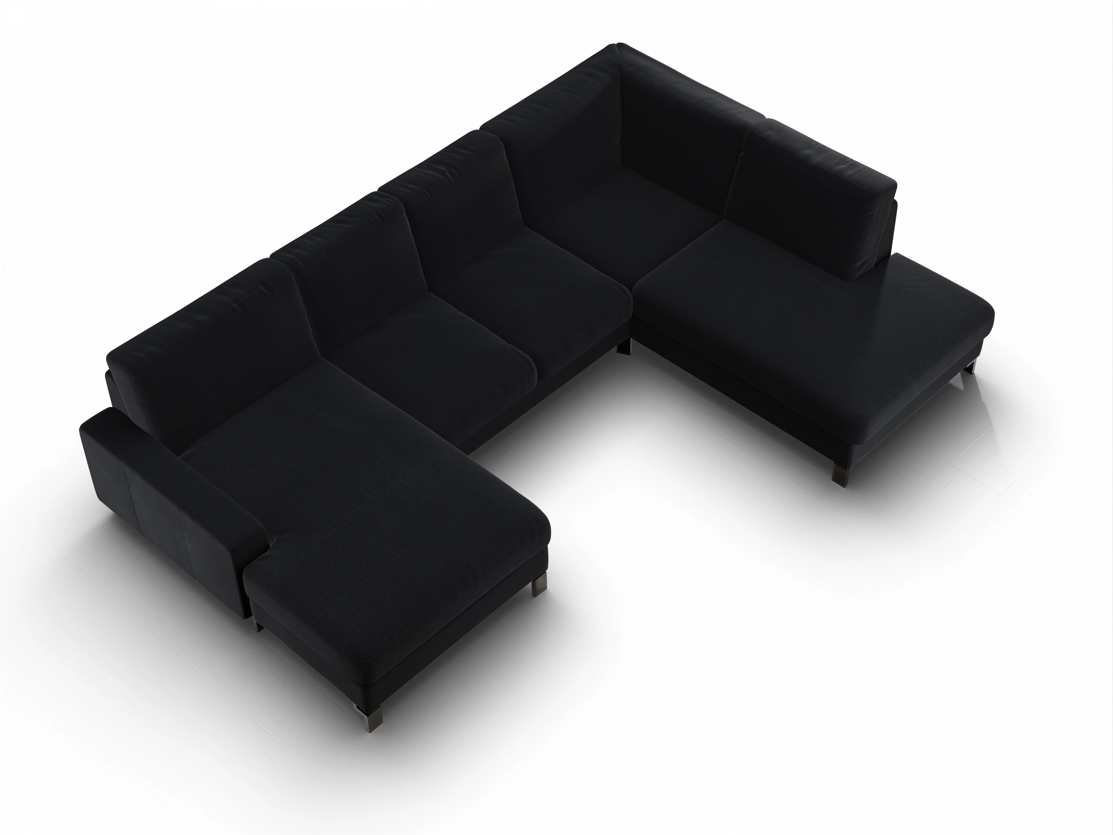 Ansicht des Produktes Casco 2.0 Wohnlandschaft offen beidseitig in Stoff Schwarz