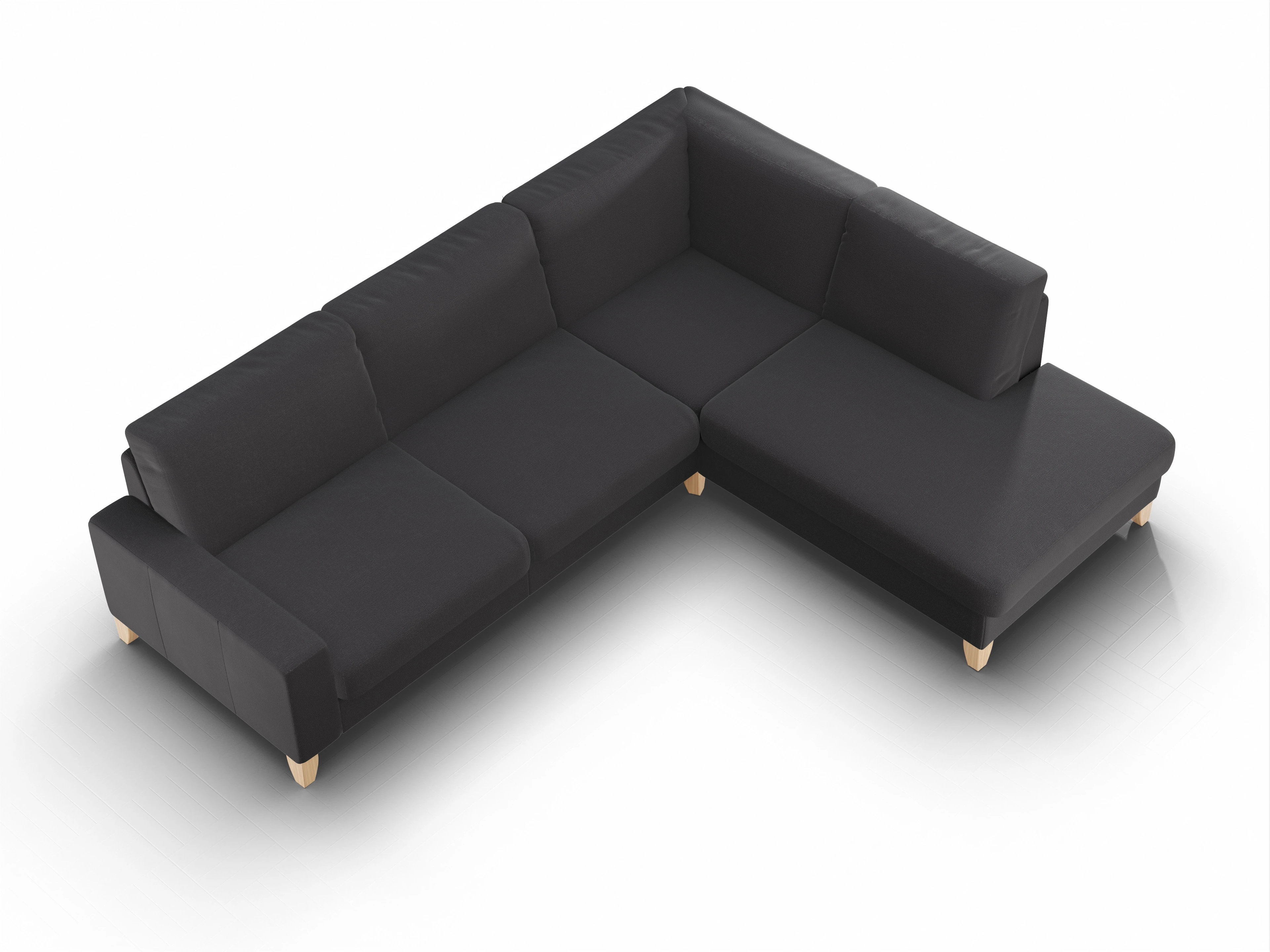 Ansicht des Produktes Casco 2.0 Ecksofa rechts Abschluss offen in Stoff Grau