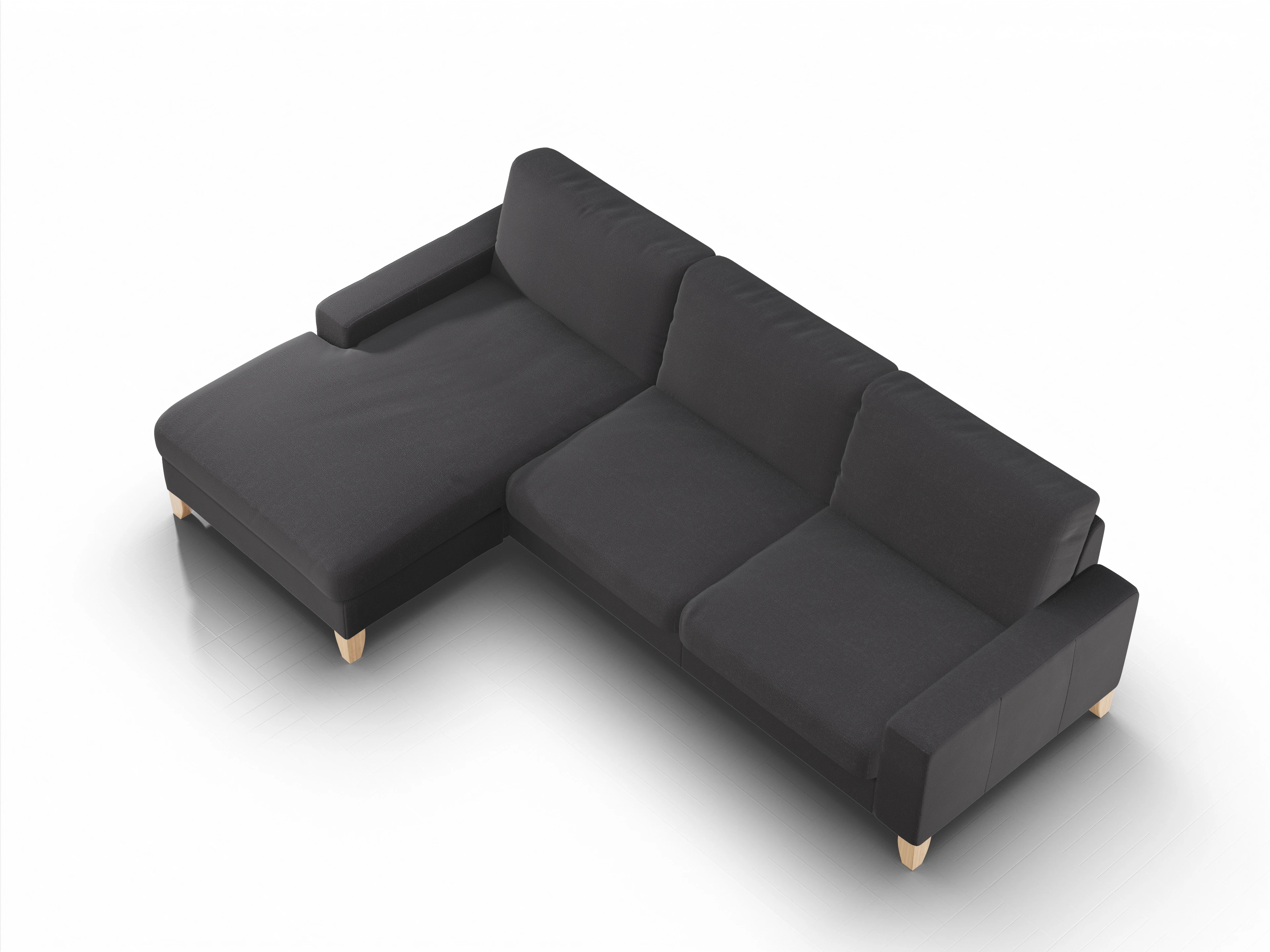 Ansicht des Produktes Casco 2.0 Ecksofa links Abschluss offen in Stoff Grau