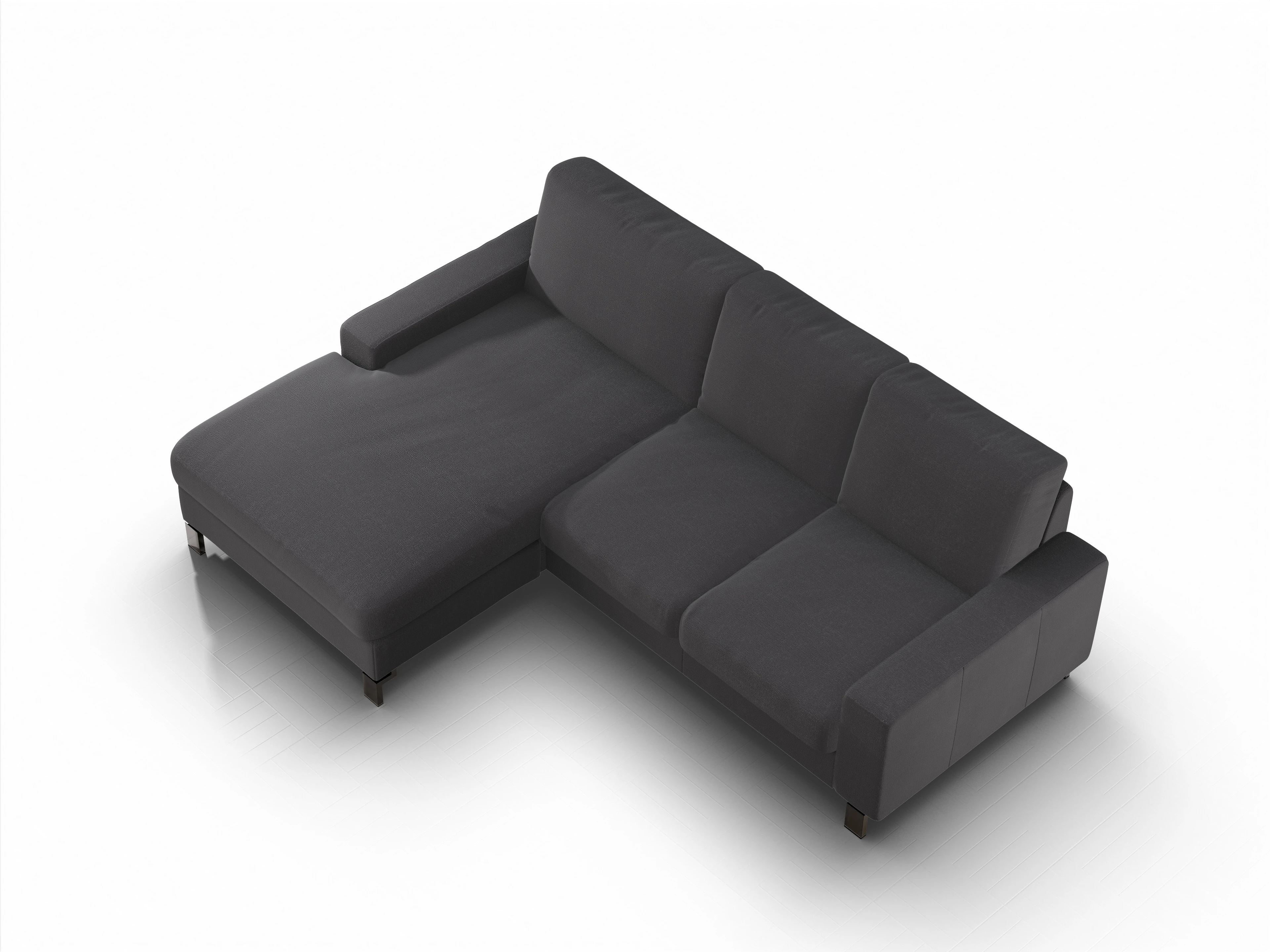 Ansicht des Produktes Casco 2.0 Ecksofa links Abschluss offen in Stoff Grau