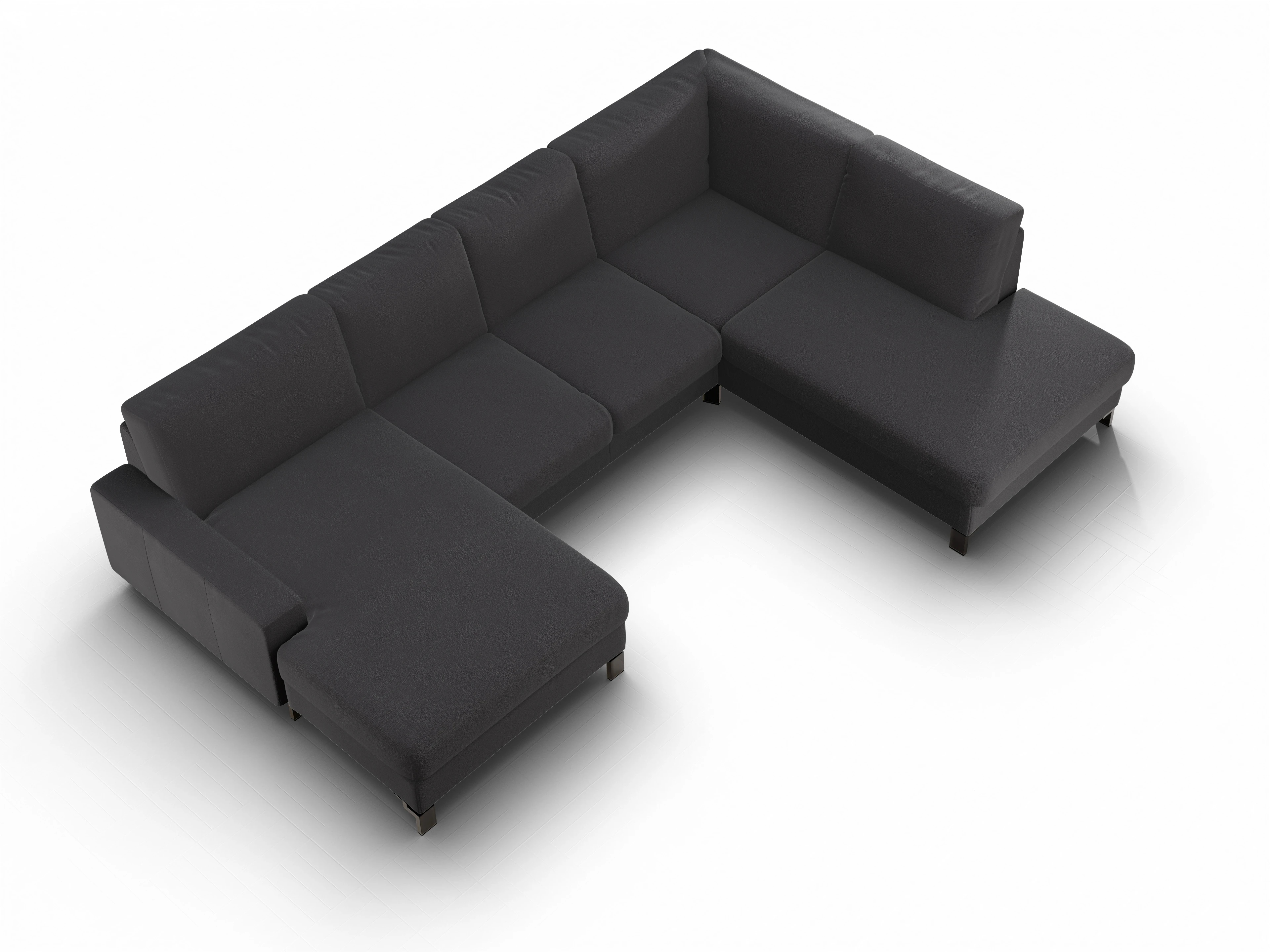 Ansicht des Produktes Casco 2.0 Wohnlandschaft offen beidseitig in Stoff Grau