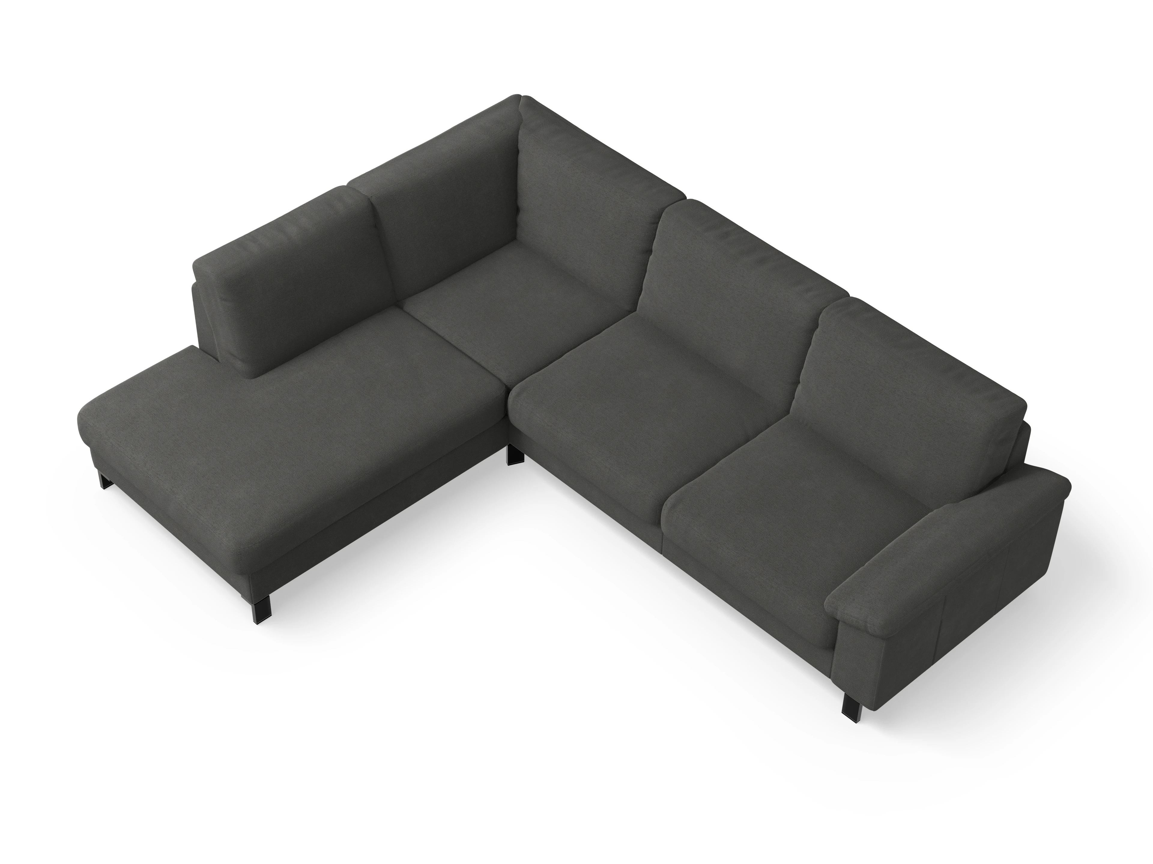 Ansicht des Produktes Casco 2.0 Ecksofa links Abschluss offen in Stoff Grau