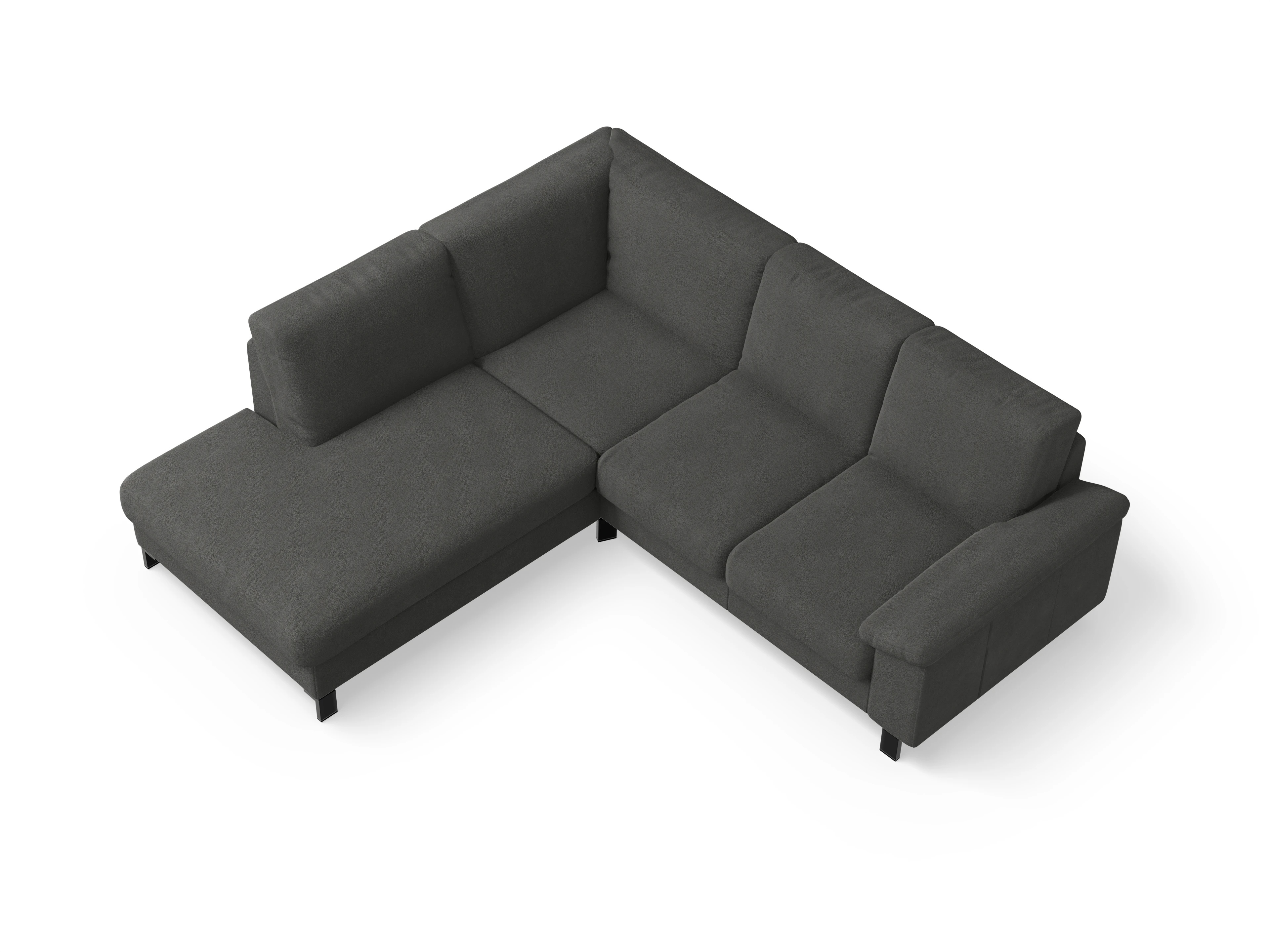 Casco Ecksofa UM Small L Ansicht des Produktes Casco 2.0 Ecksofa links Abschluss offen in Stoff Grau