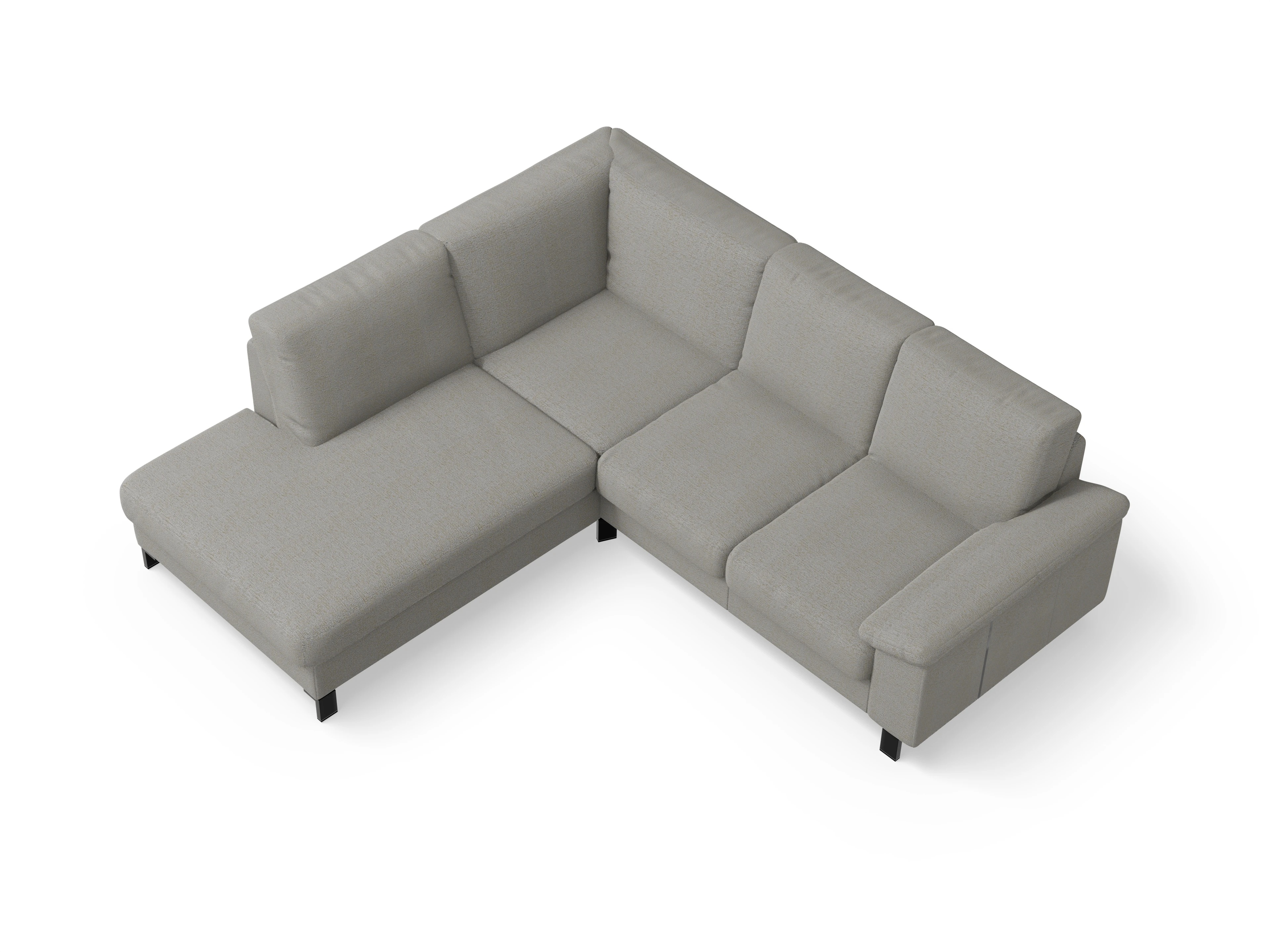 Casco Ecksofa UM Small L Ansicht des Produktes Casco 2.0 Ecksofa links Abschluss offen in Stoff Grau