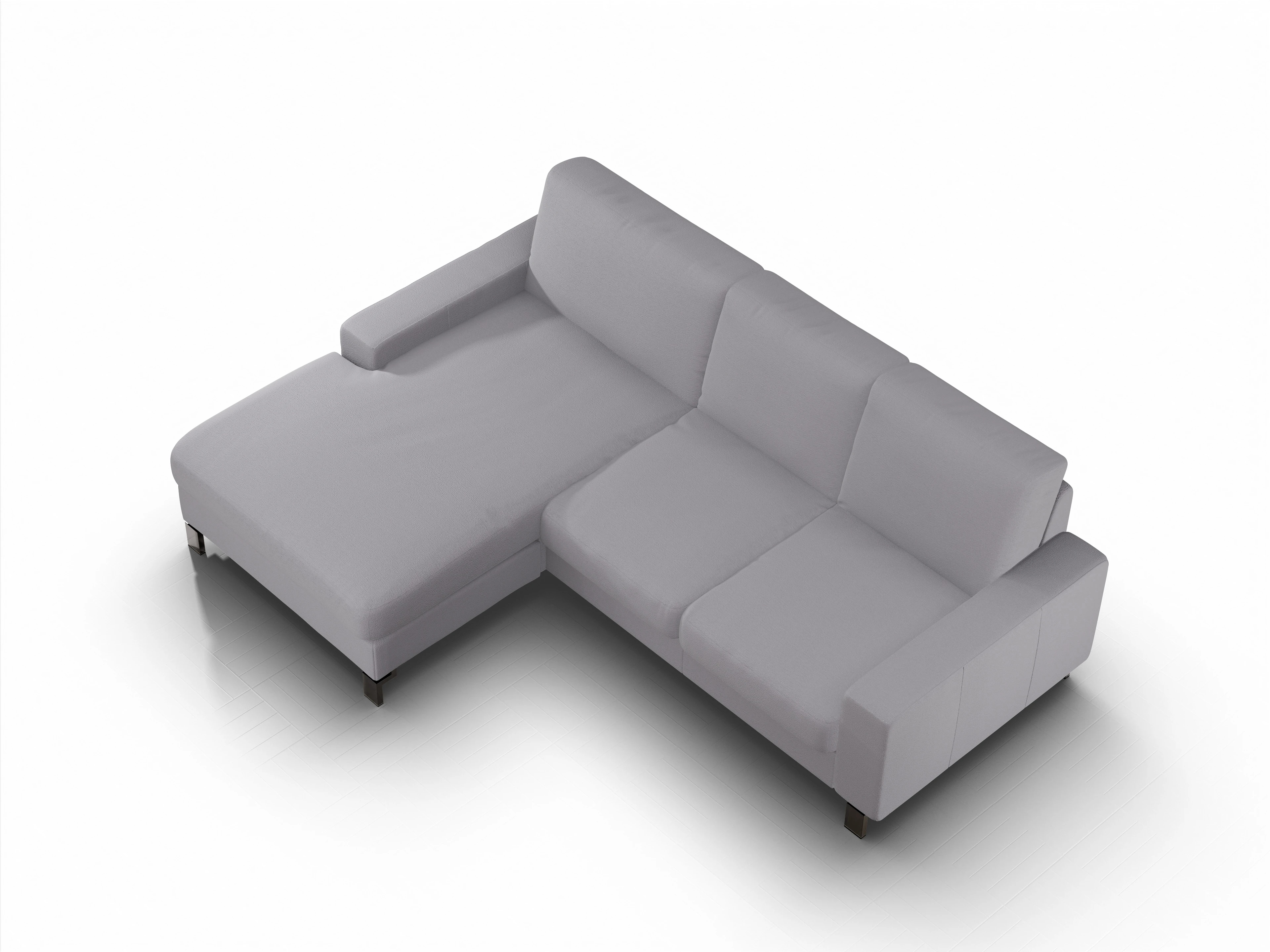 Ansicht des Produktes Casco 2.0 Ecksofa links Abschluss offen in Stoff Grau