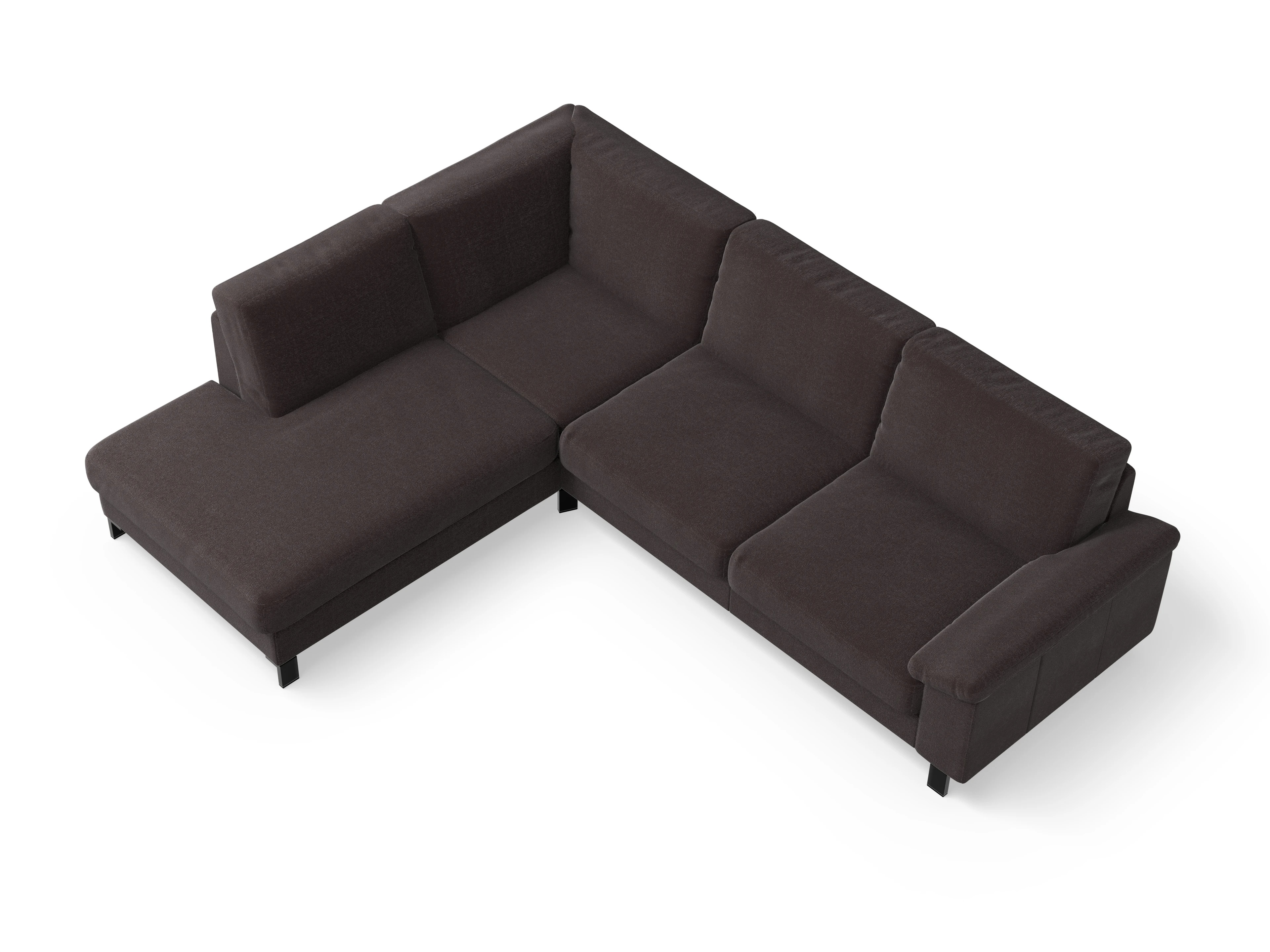 Casco Ecksofa UM Large L Ansicht des Produktes Casco 2.0 Ecksofa links Abschluss offen in Stoff Braun