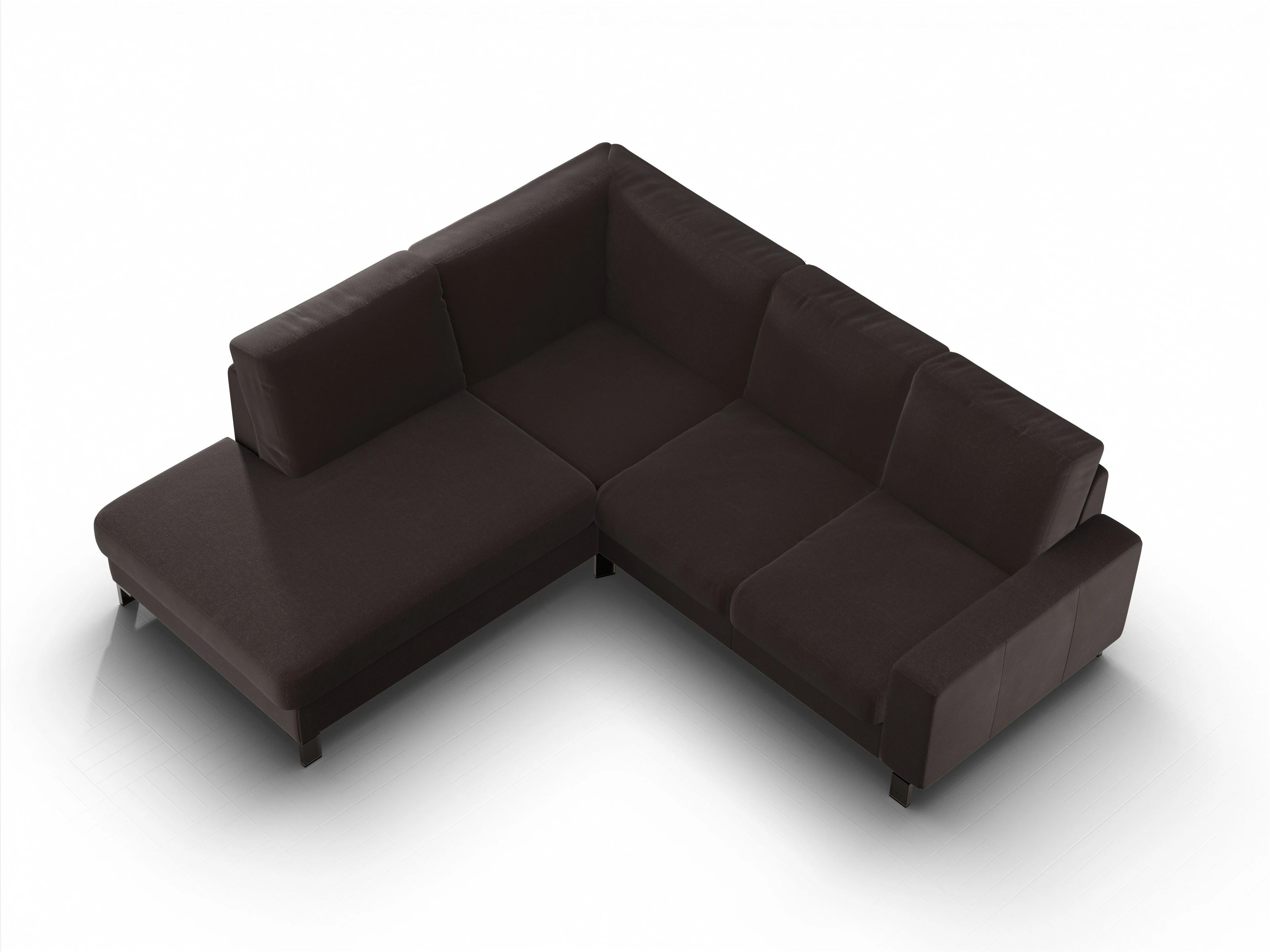 Ansicht des Produktes Casco 2.0 Ecksofa links Abschluss offen in Stoff Braun