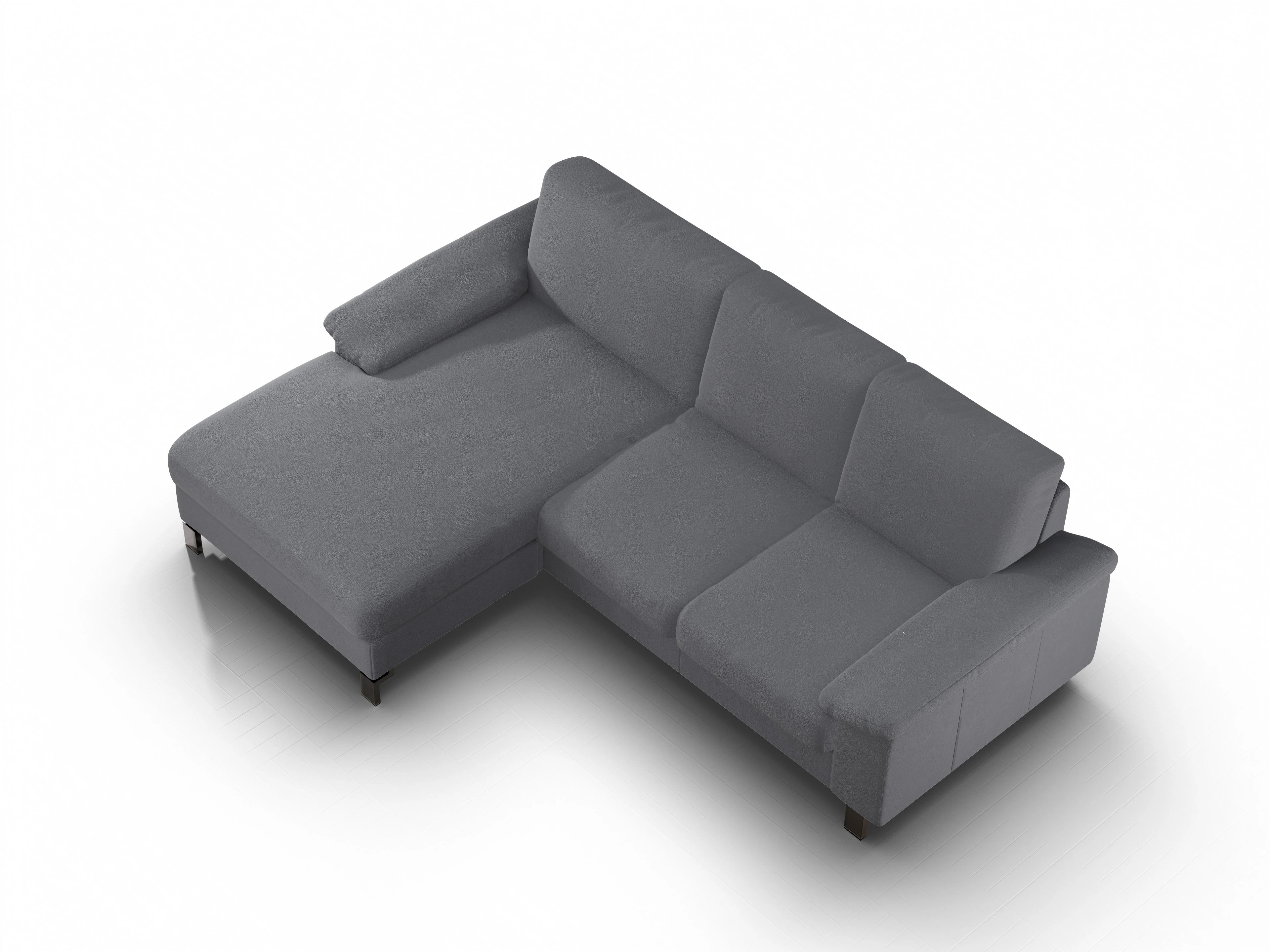 Ansicht des Produktes Casco 2.0 Ecksofa links Abschluss offen in Stoff Grau