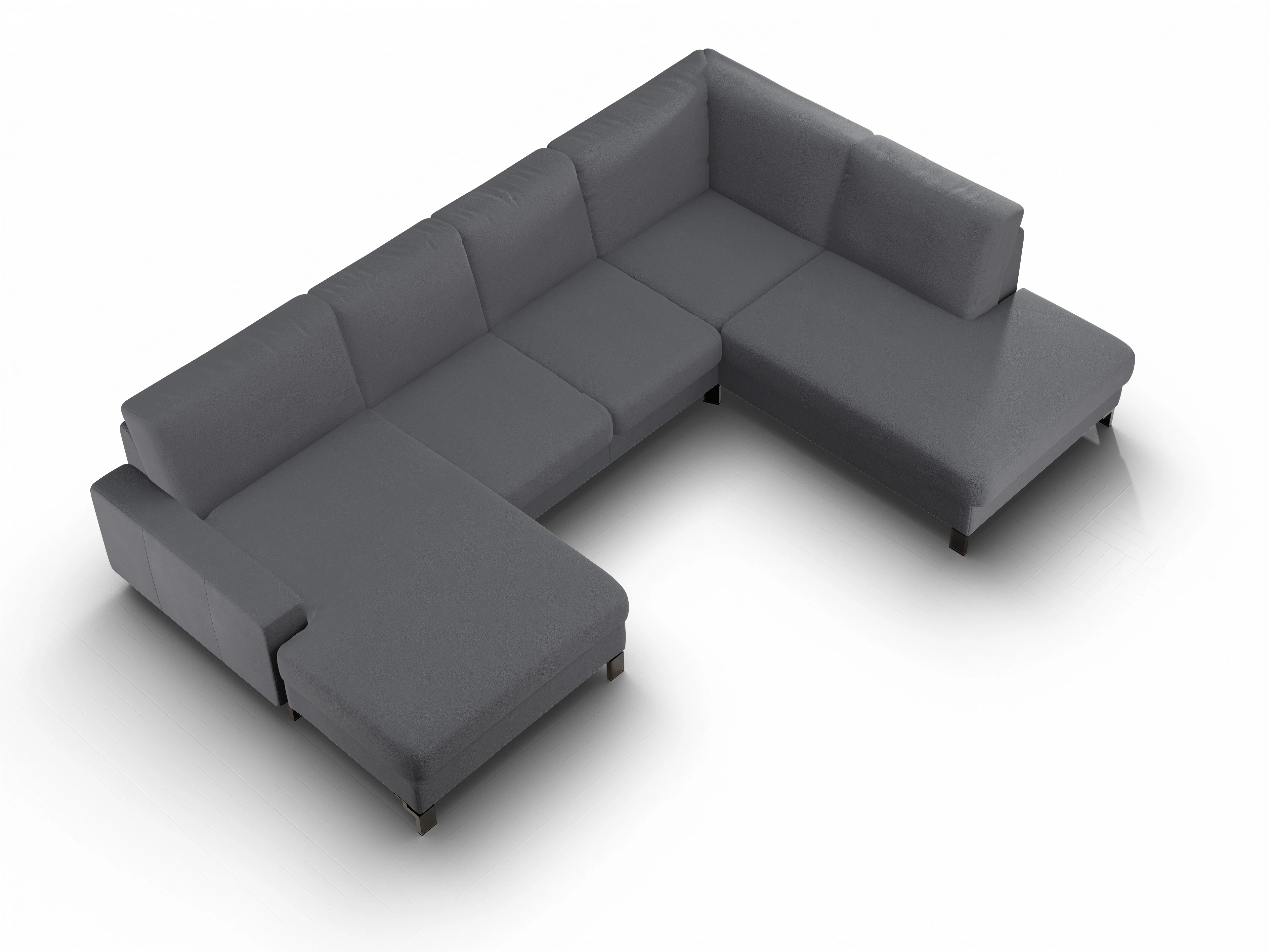 Ansicht des Produktes Casco 2.0 Wohnlandschaft offen beidseitig in Stoff Grau