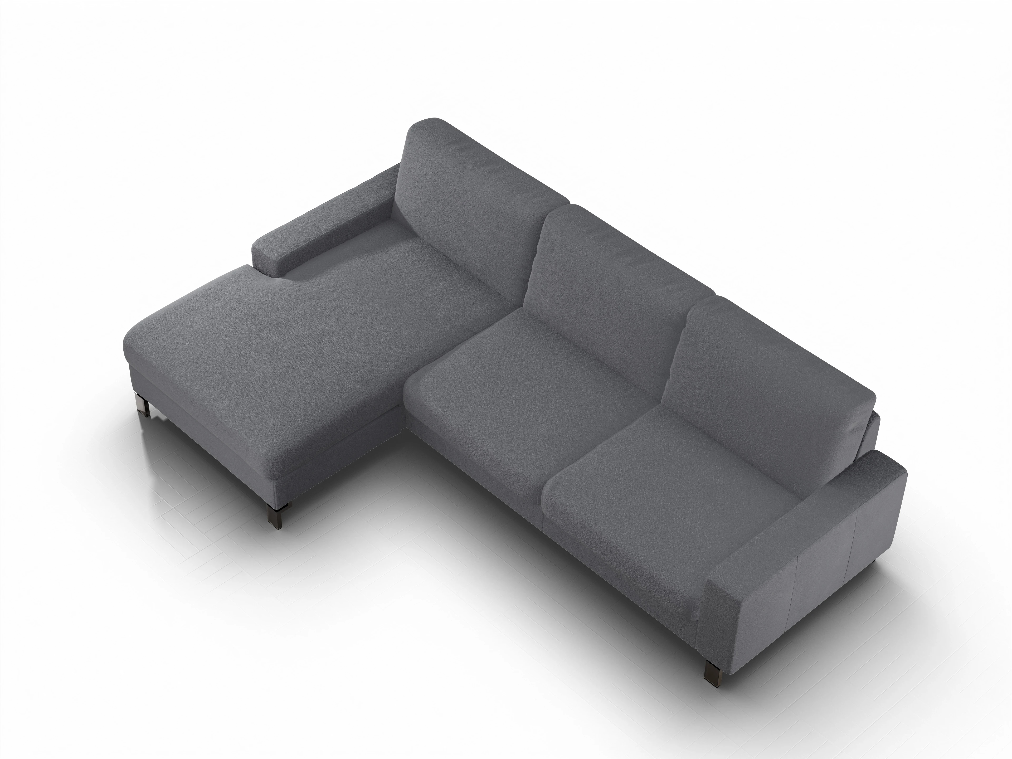 Ansicht des Produktes Casco 2.0 Ecksofa links Abschluss offen in Stoff Grau