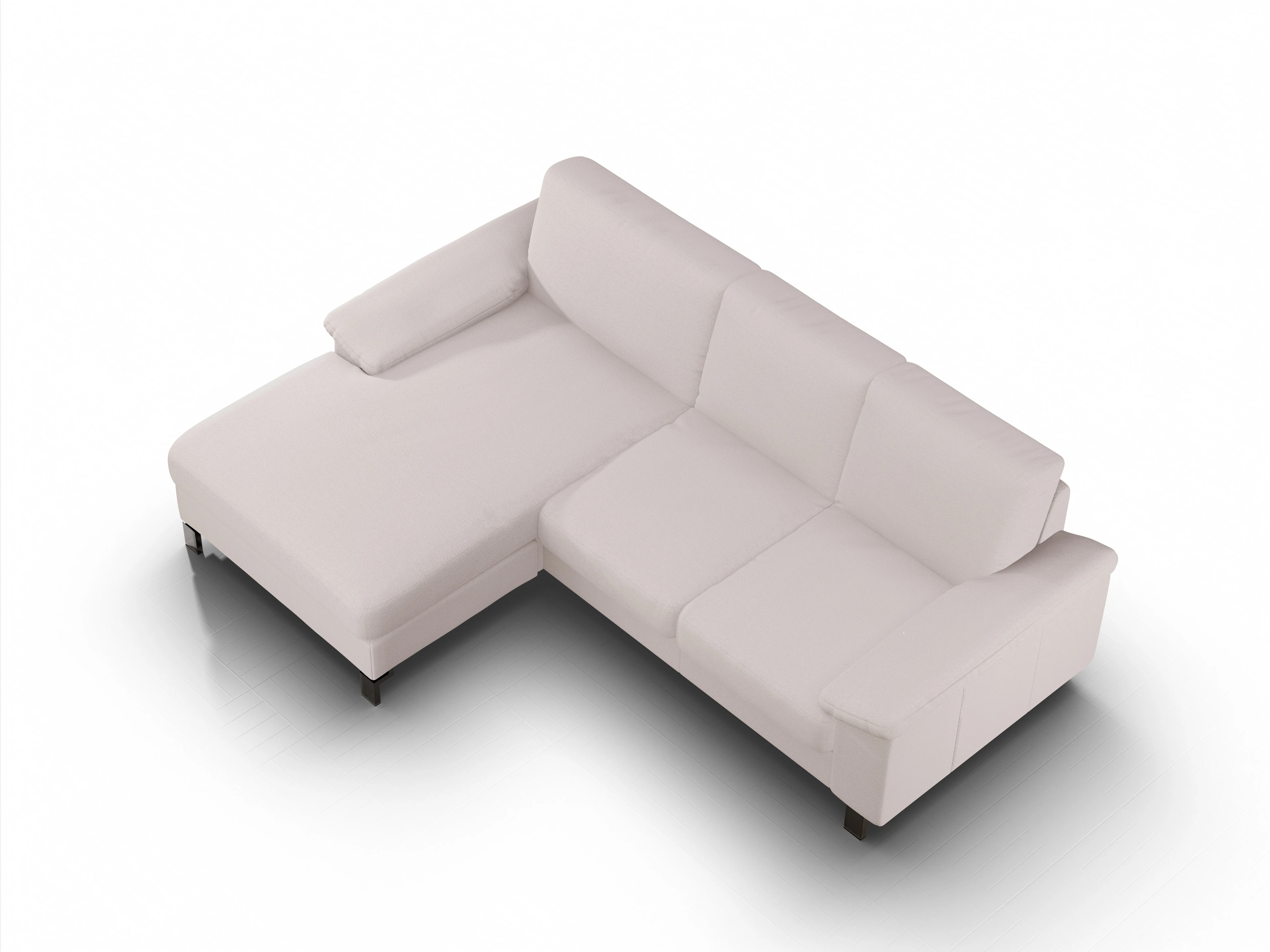 Casco Ecksofa LO Medium L Ansicht des Produktes Casco 2.0 Ecksofa links Abschluss offen in Stoff Weiss