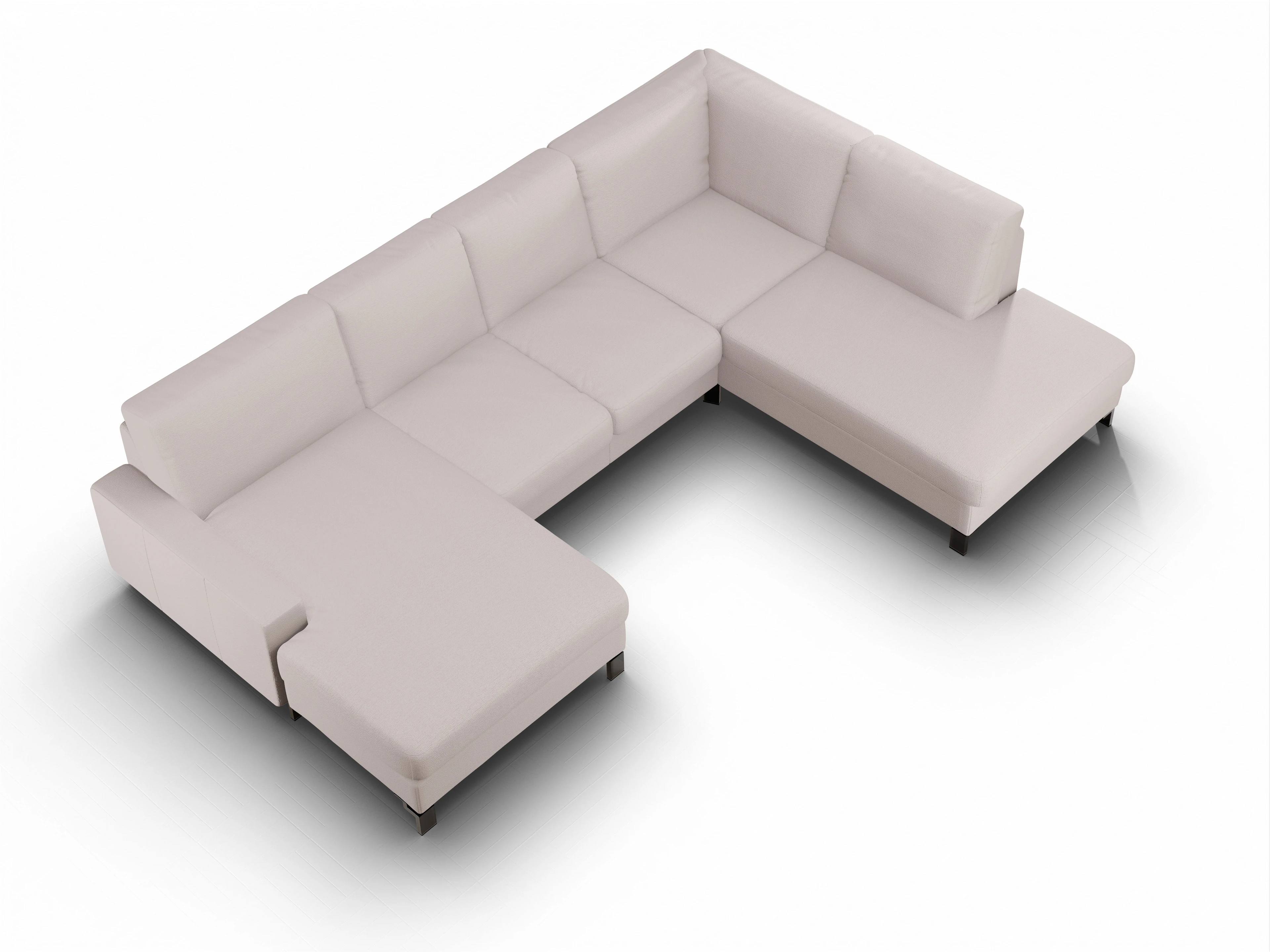 Ansicht des Produktes Casco 2.0 Wohnlandschaft offen beidseitig in Stoff Weiss