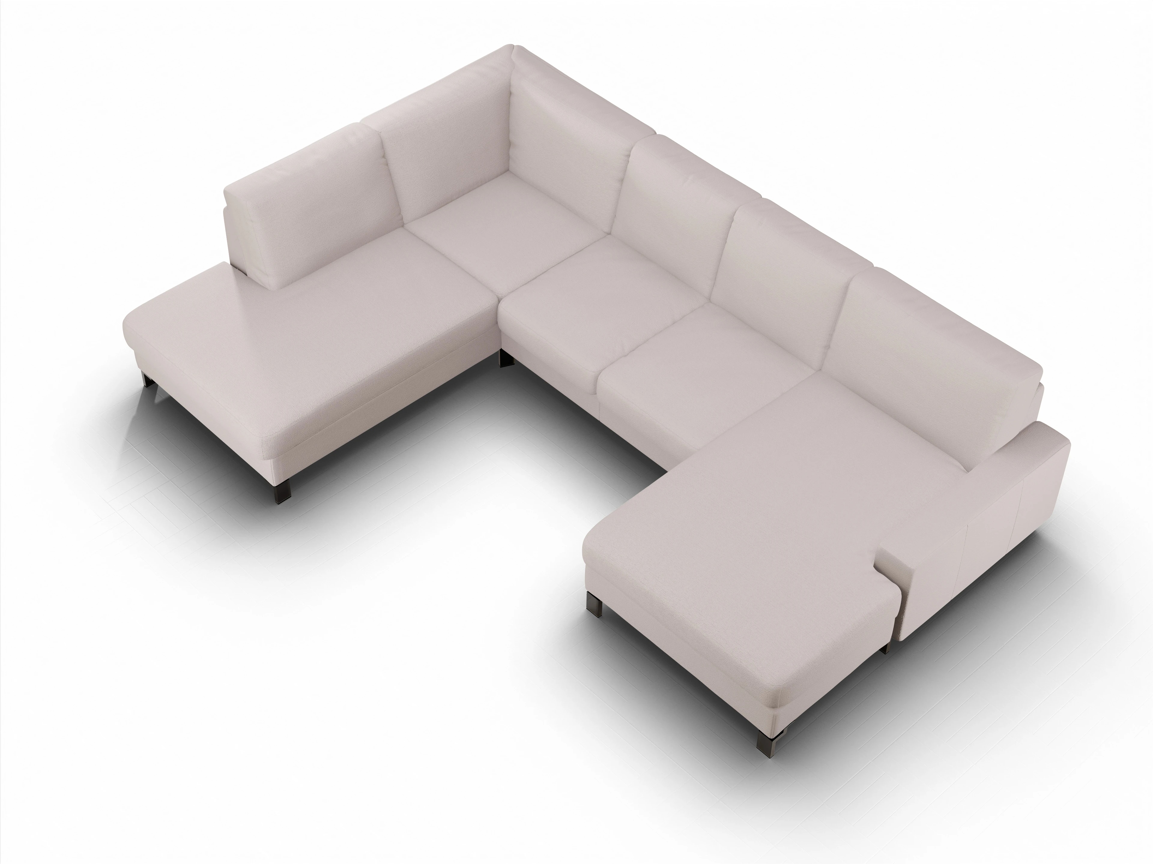 Ansicht des Produktes Casco 2.0 Wohnlandschaft offen beidseitig in Stoff Weiss