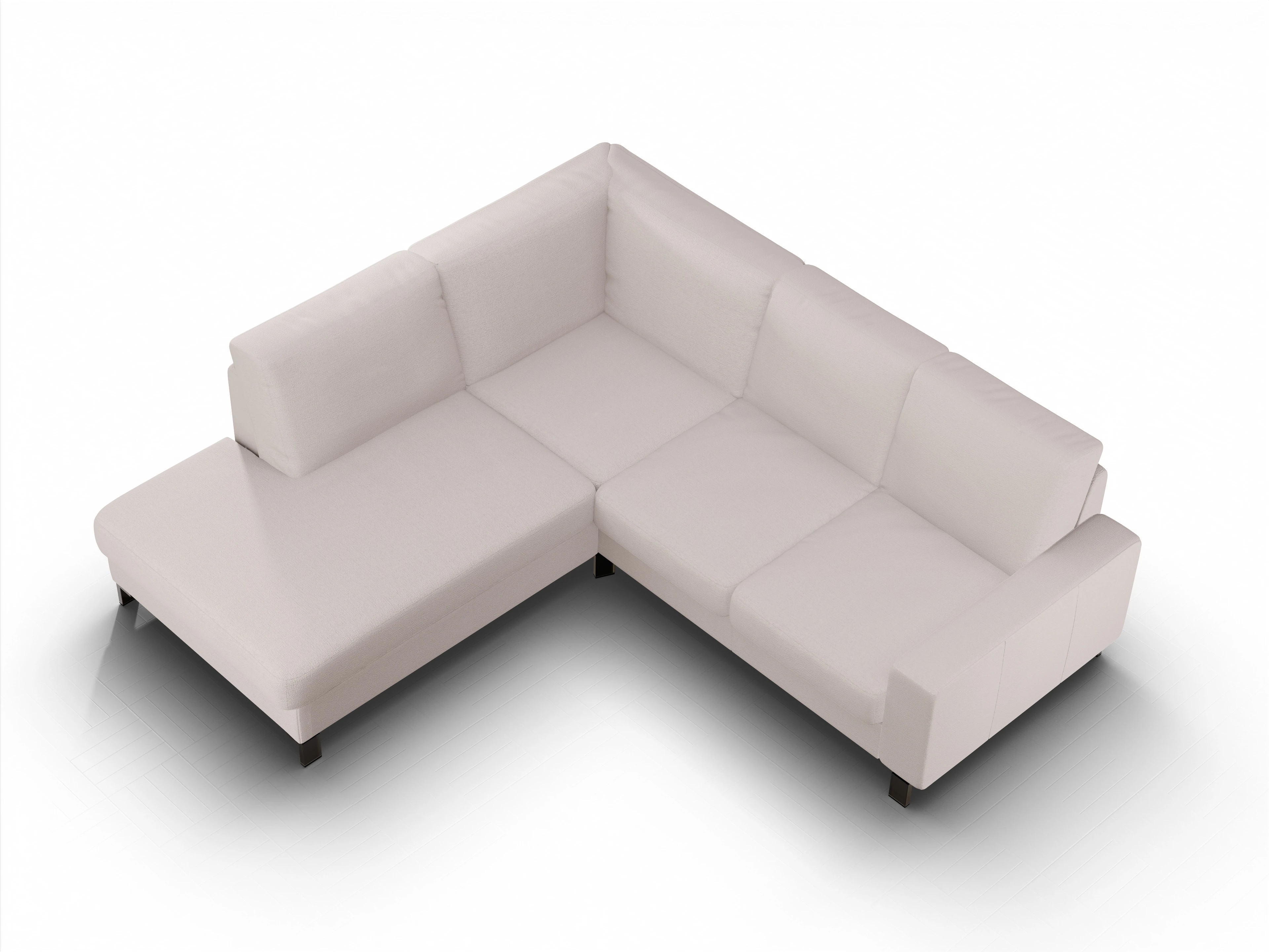 Ansicht des Produktes Casco 2.0 Ecksofa links Abschluss offen in Stoff Weiss