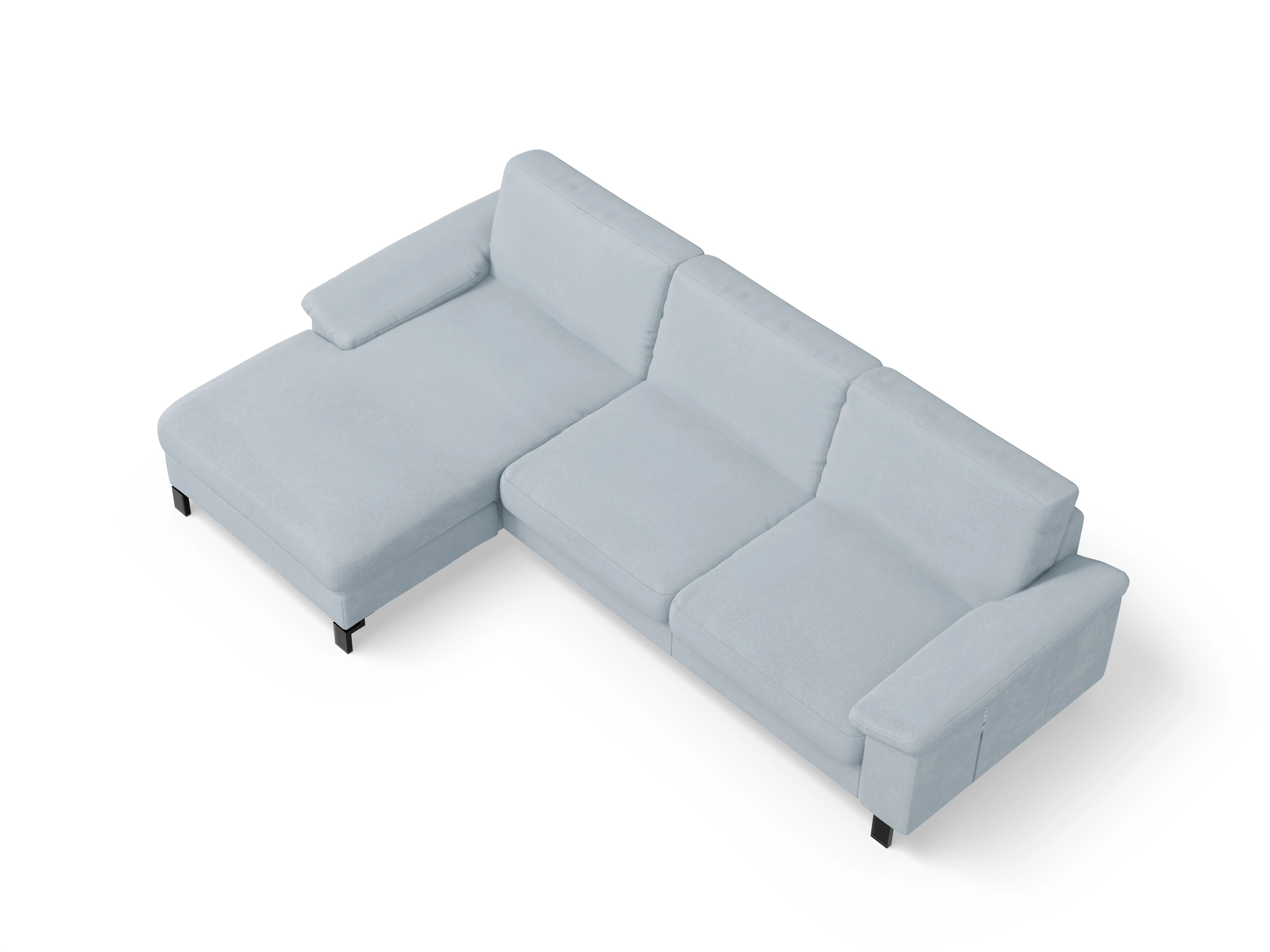 Casco Ecksofa LO Large L Ansicht des Produktes Casco 2.0 Ecksofa links Abschluss offen in Stoff Blau