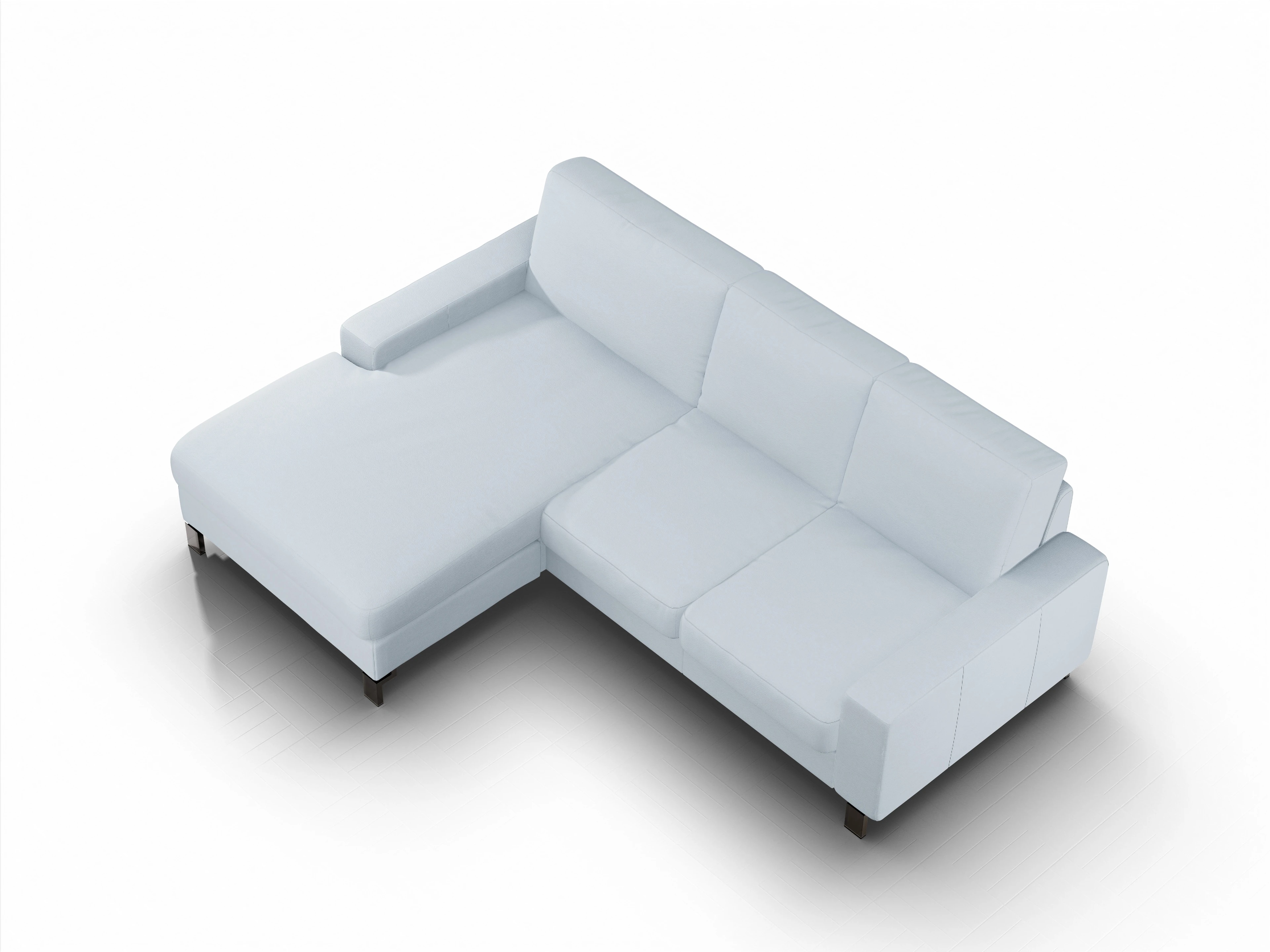 Ansicht des Produktes Casco 2.0 Ecksofa links Abschluss offen in Stoff Blau