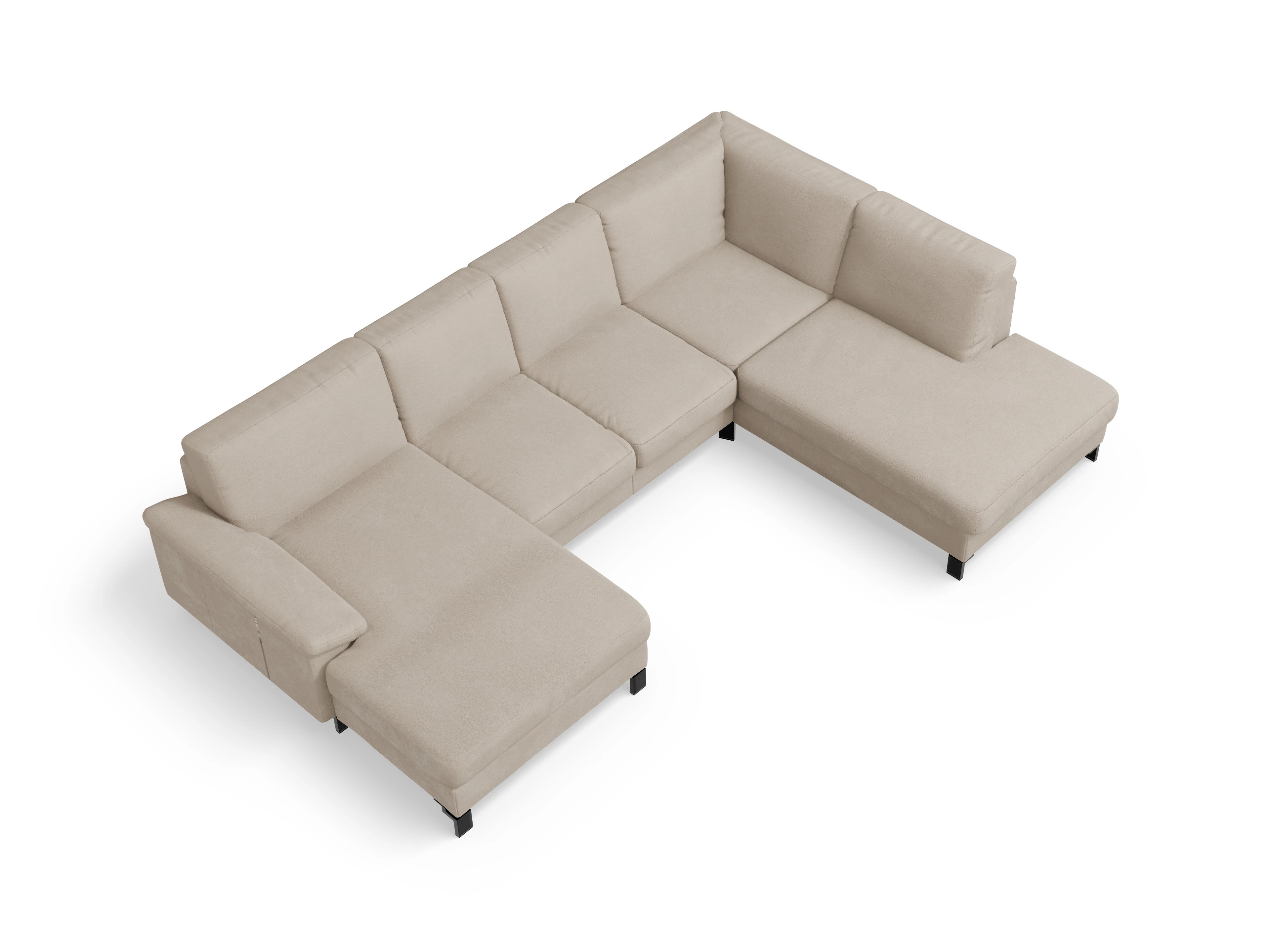Casco Wohnlandschaft UMLO Small R Ansicht des Produktes Casco 2.0 Wohnlandschaft offen beidseitig in Stoff Beige