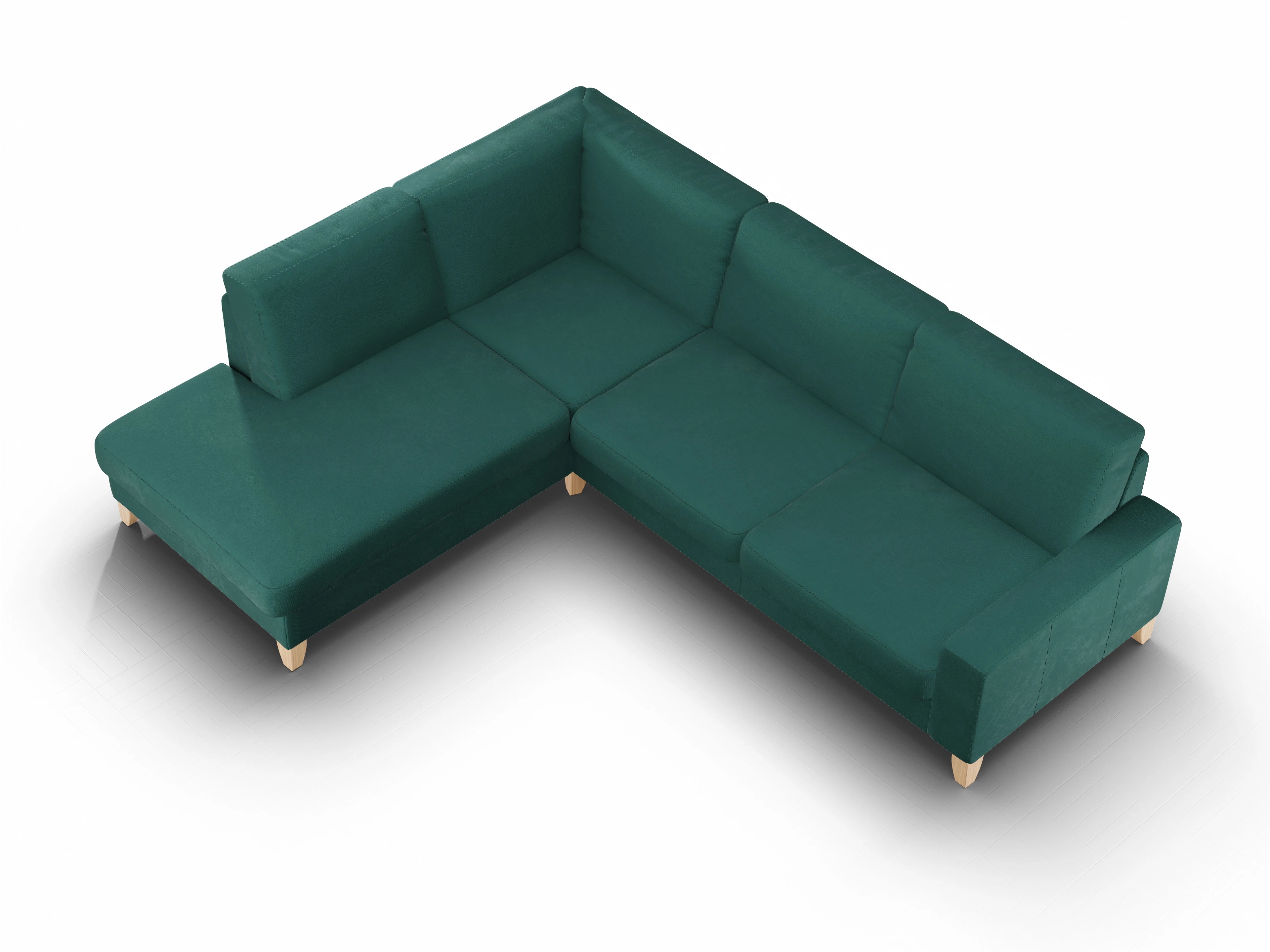 Ansicht des Produktes Casco 2.0 Ecksofa links Abschluss offen in Stoff Grün