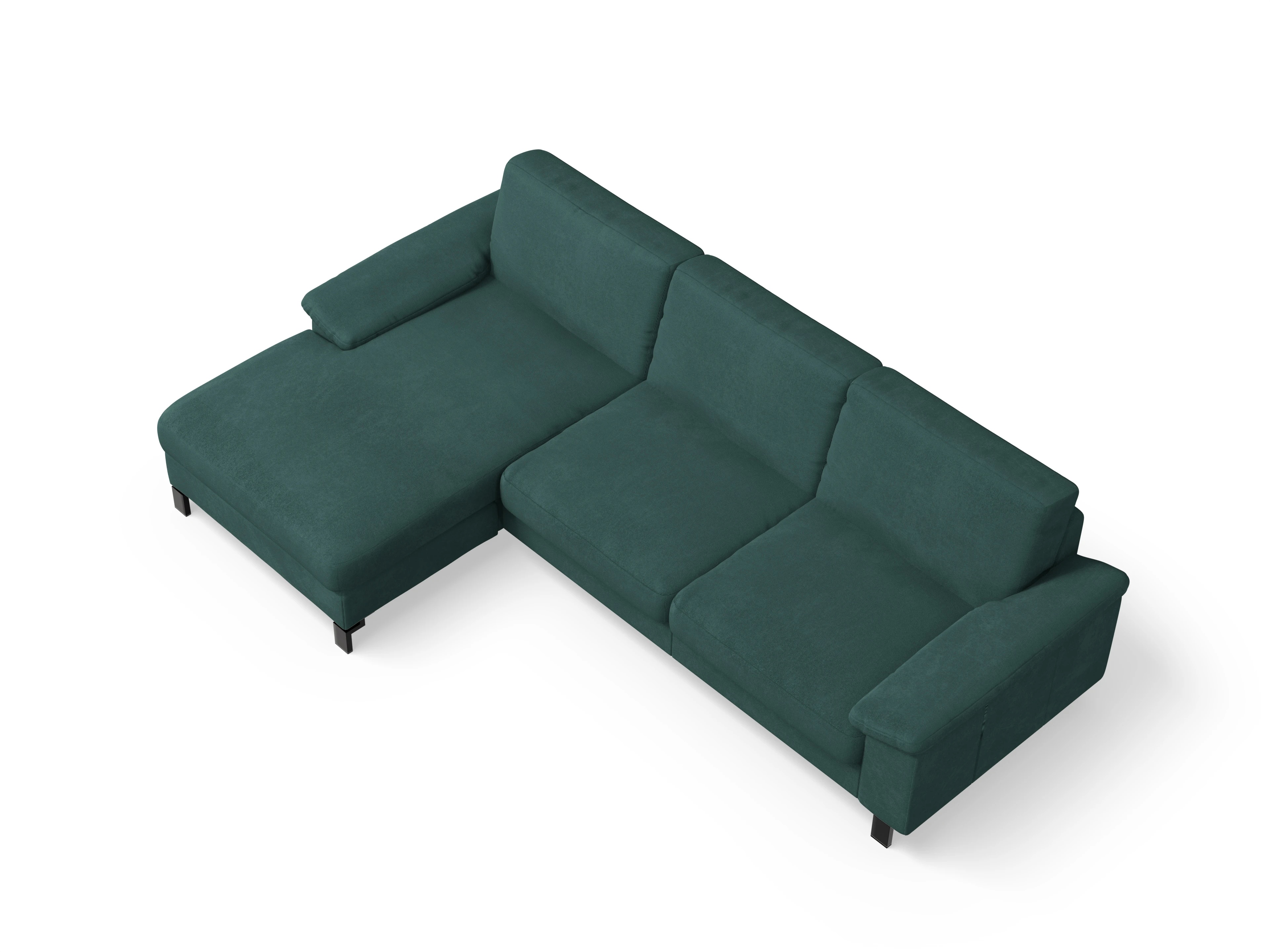 Casco Ecksofa LO Large L Ansicht des Produktes Casco 2.0 Ecksofa links Abschluss offen in Stoff Grün