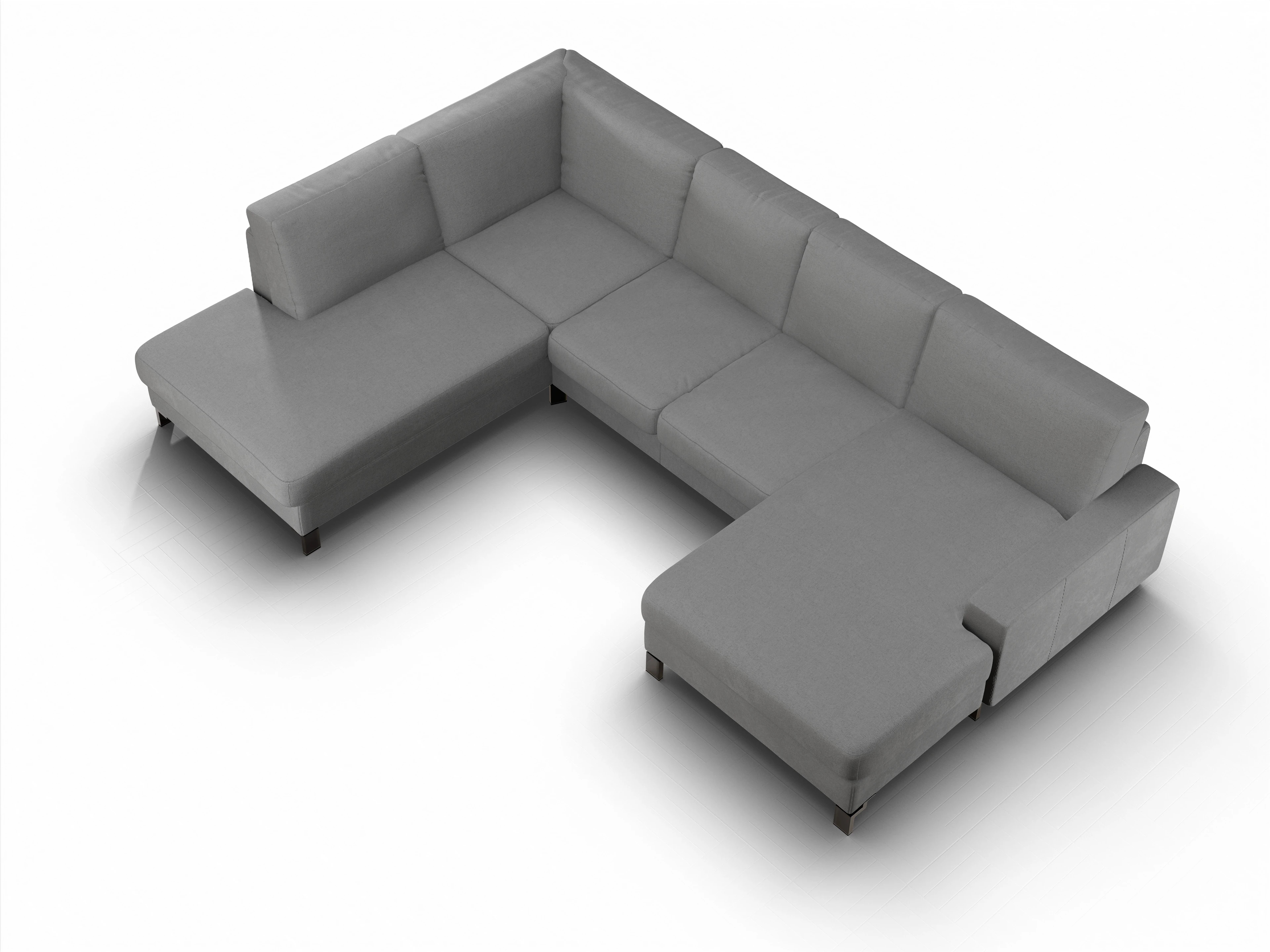 Ansicht des Produktes Casco 2.0 Wohnlandschaft offen beidseitig in Stoff Grau