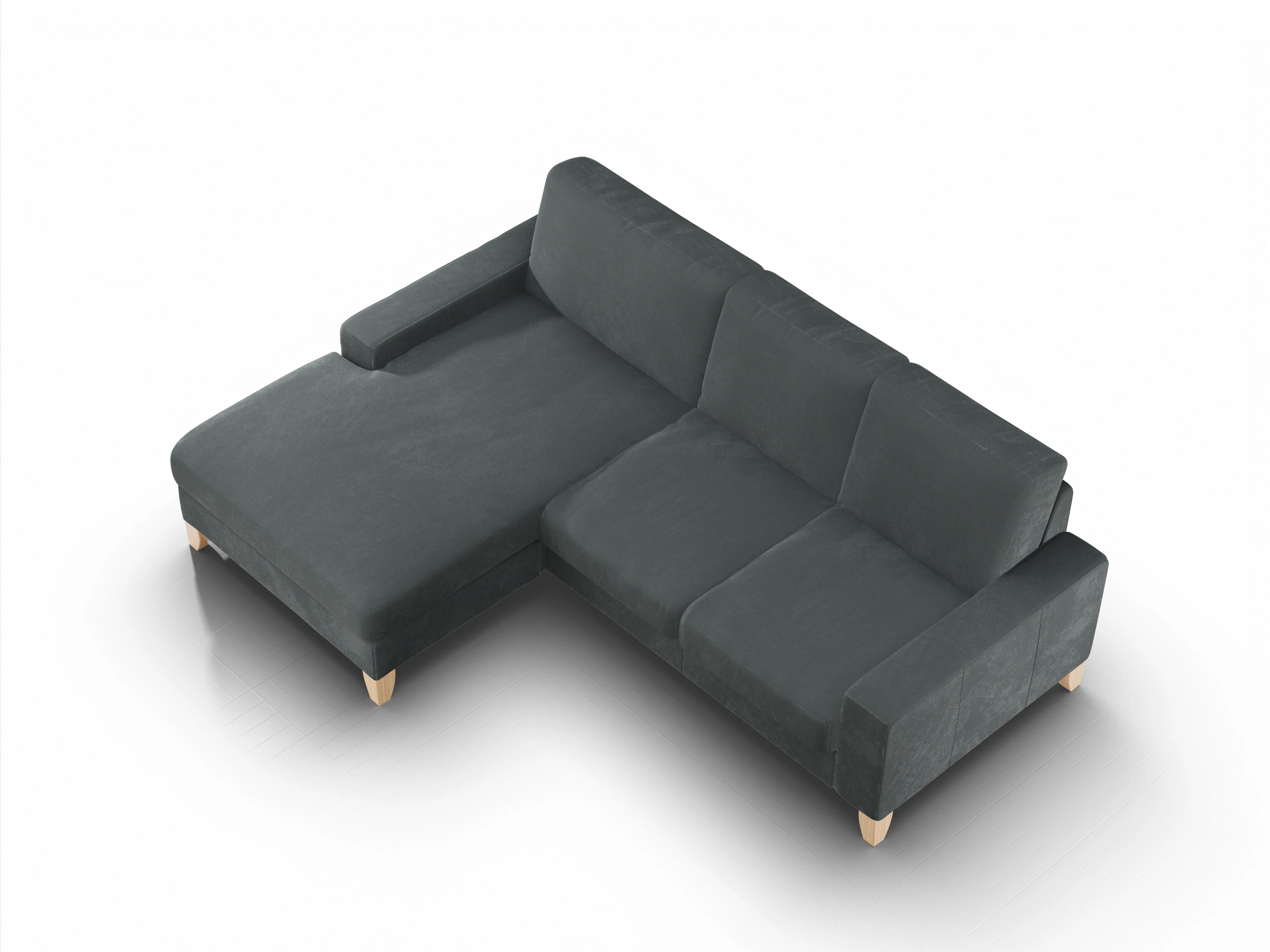 Ansicht des Produktes Casco 2.0 Ecksofa links Abschluss offen in Stoff Grau