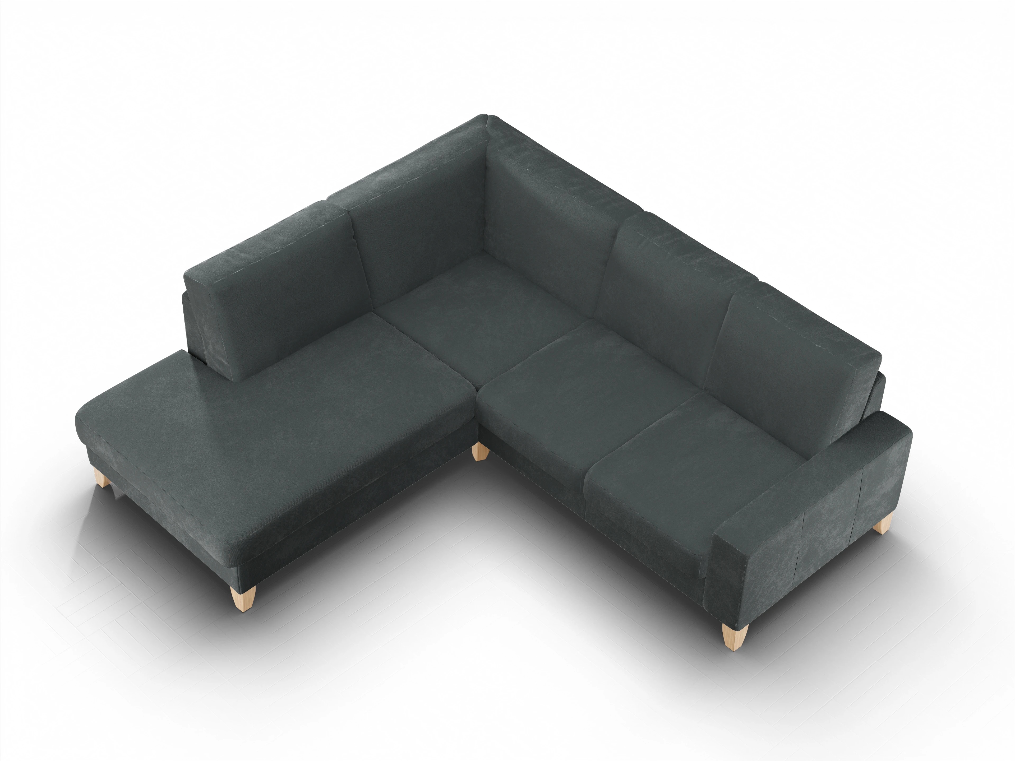 Ansicht des Produktes Casco 2.0 Ecksofa links Abschluss offen in Stoff Grau