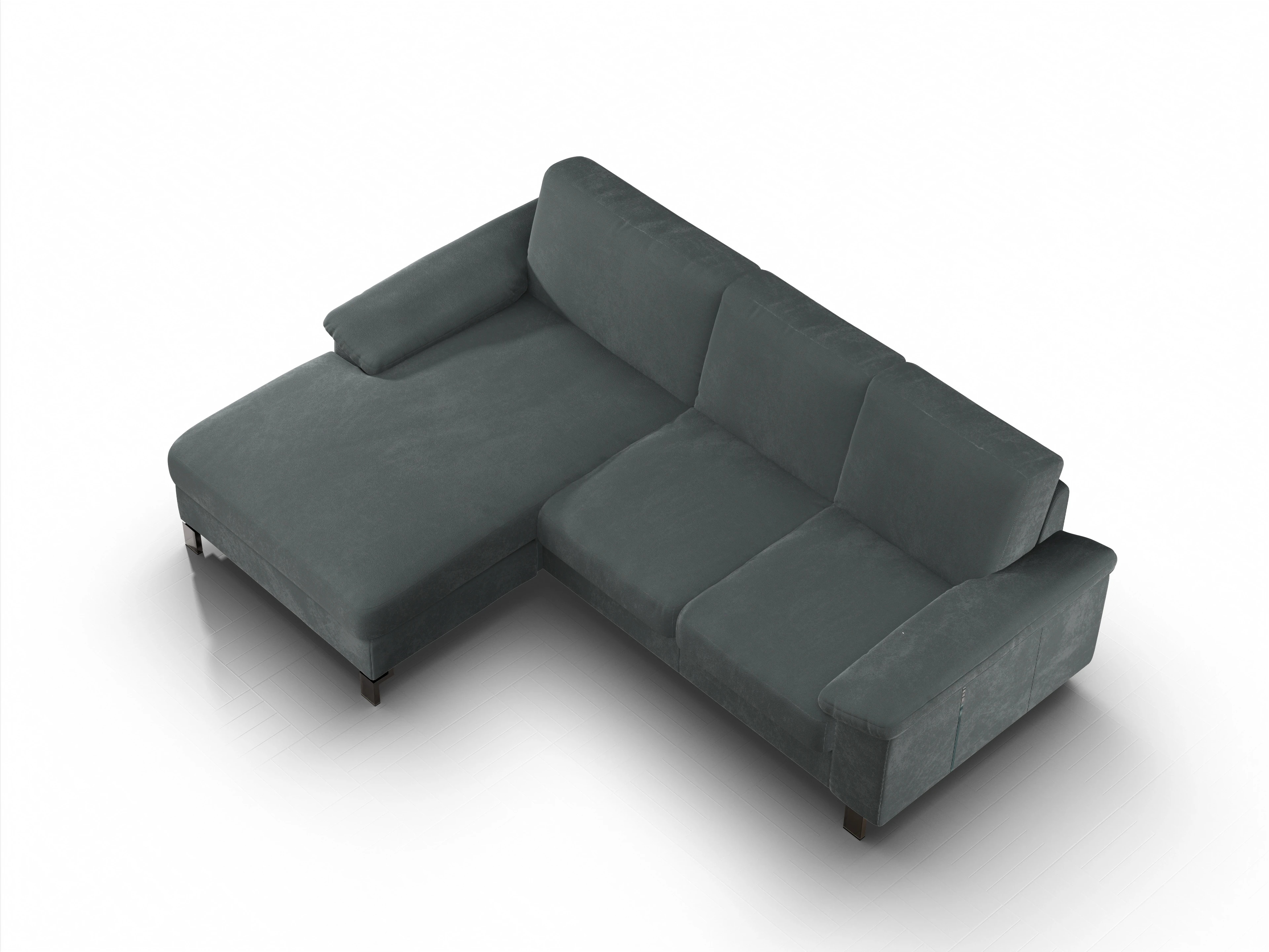 Ansicht des Produktes Casco 2.0 Ecksofa links Abschluss offen in Stoff Grau