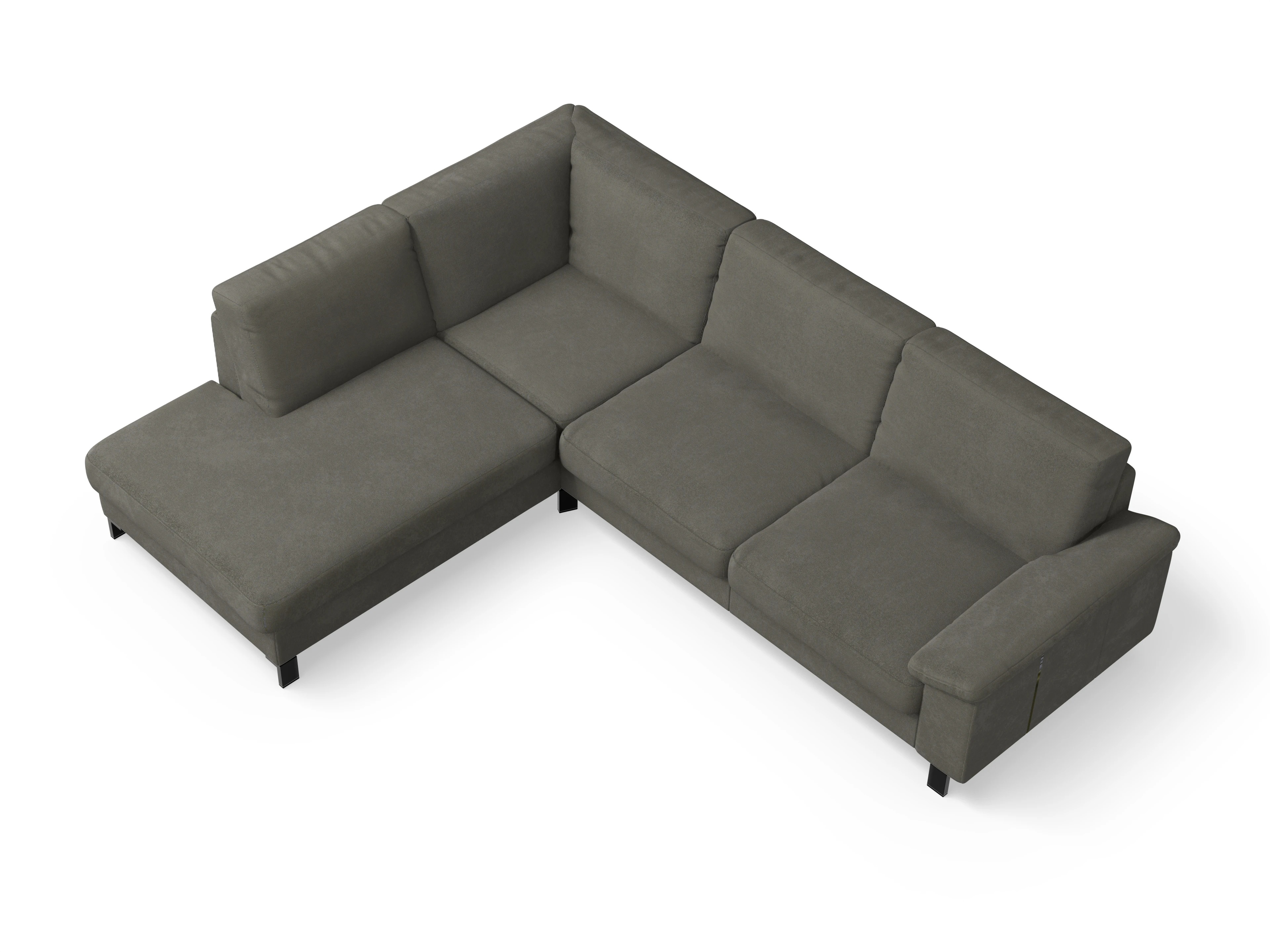 Ansicht des Produktes Casco 2.0 Ecksofa links Abschluss offen in Stoff Grau