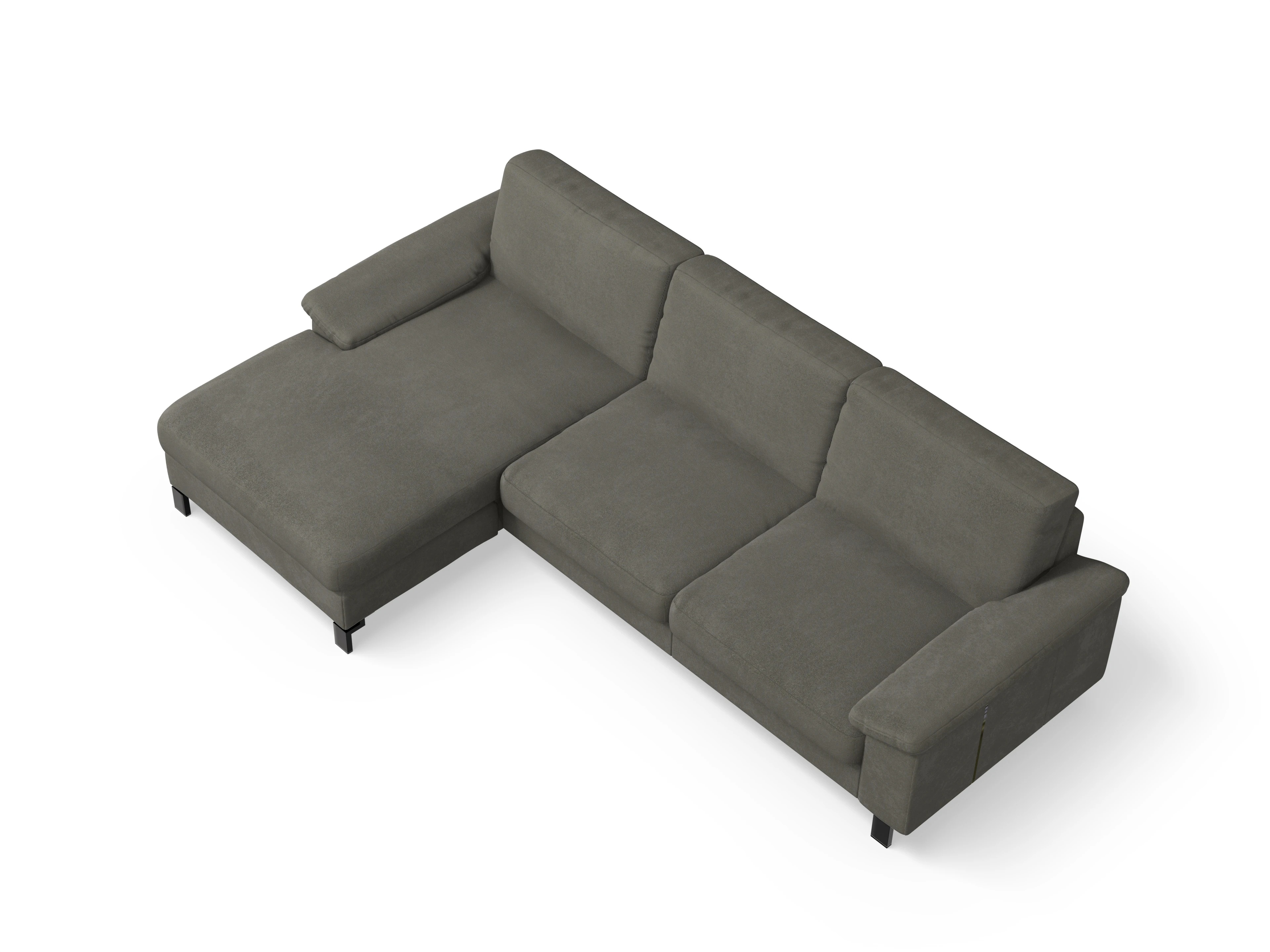 Casco Ecksofa LO Large L Ansicht des Produktes Casco 2.0 Ecksofa links Abschluss offen in Stoff Grau
