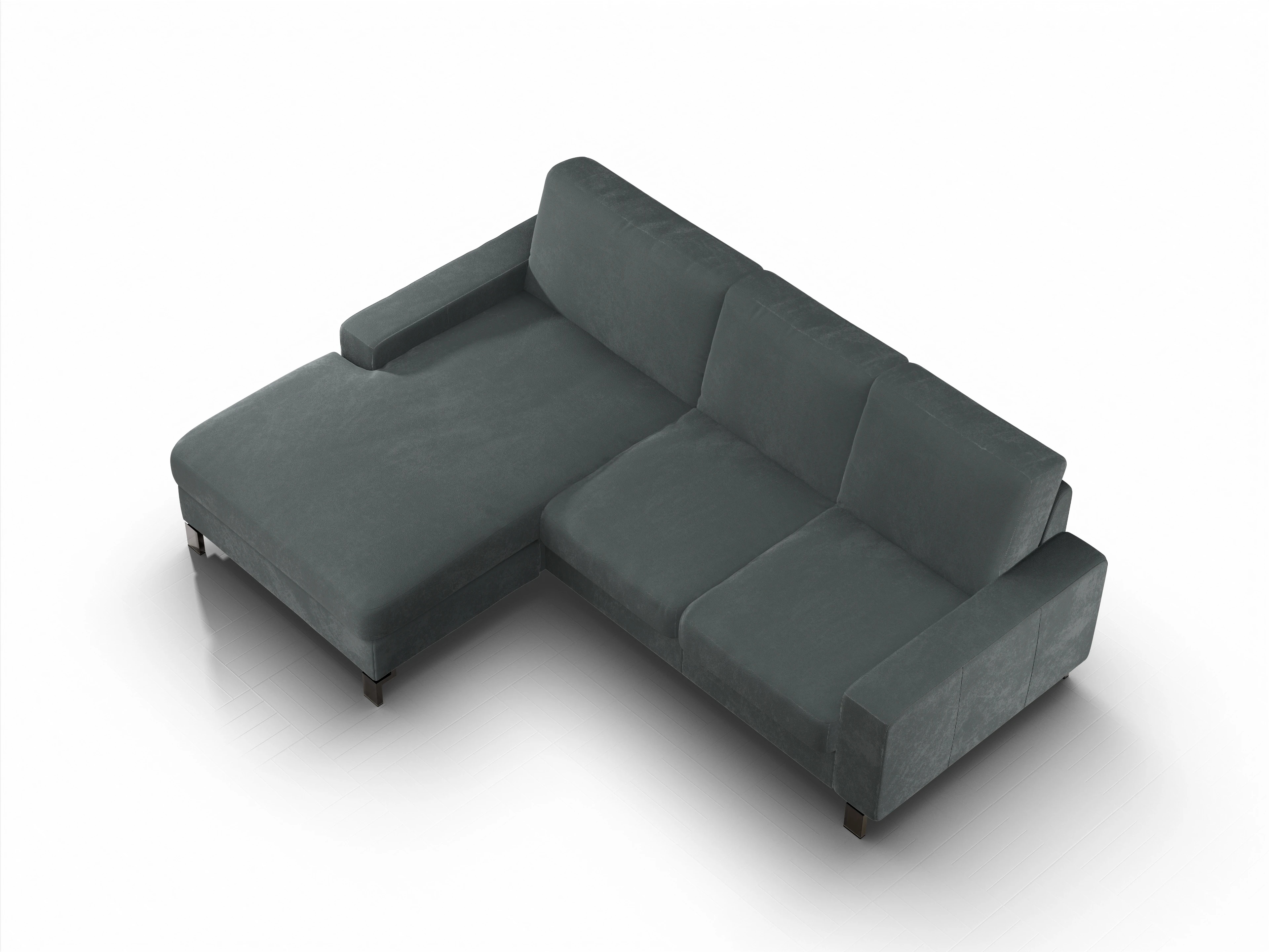 Ansicht des Produktes Casco 2.0 Ecksofa links Abschluss offen in Stoff Grau