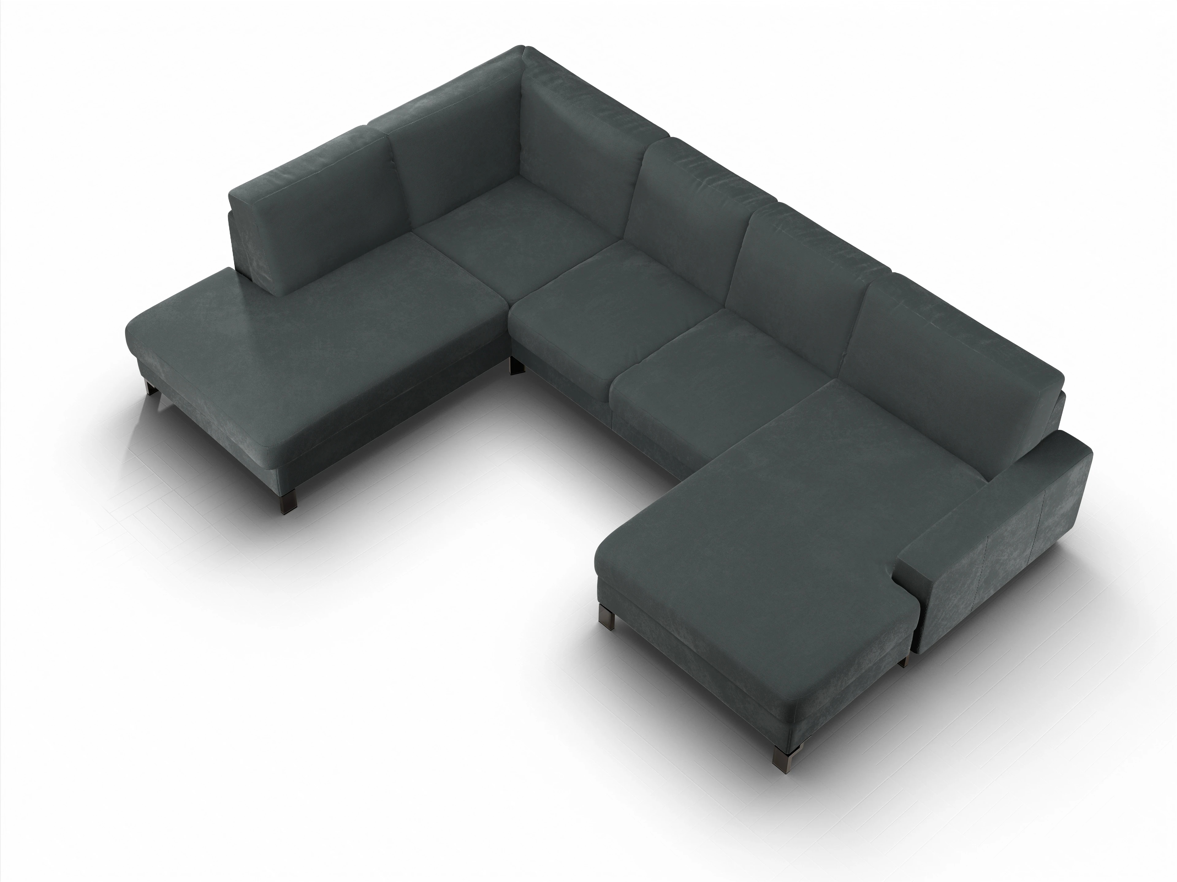 Ansicht des Produktes Casco 2.0 Wohnlandschaft offen beidseitig in Stoff Grau