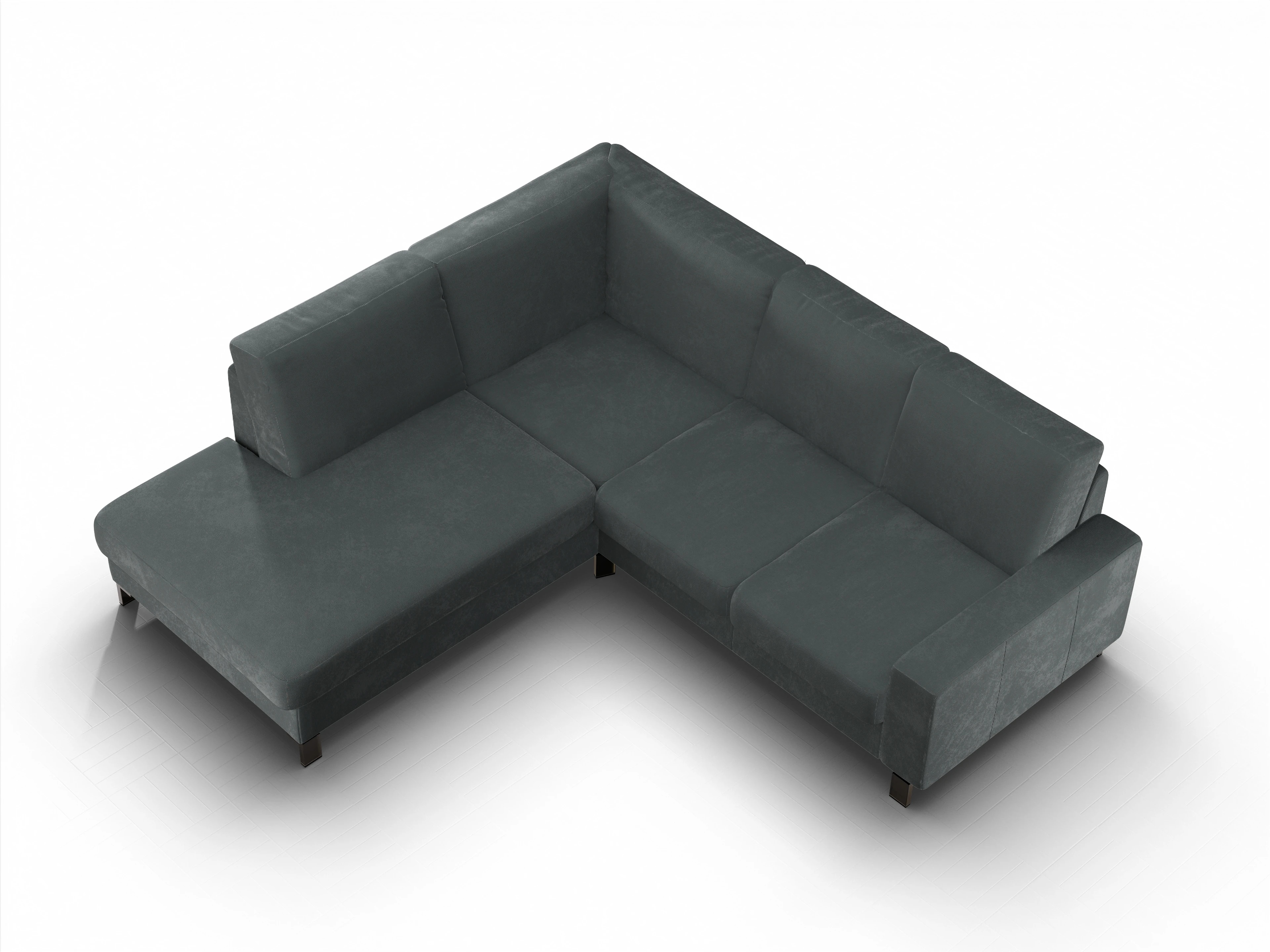 Ansicht des Produktes Casco 2.0 Ecksofa links Abschluss offen in Stoff Grau