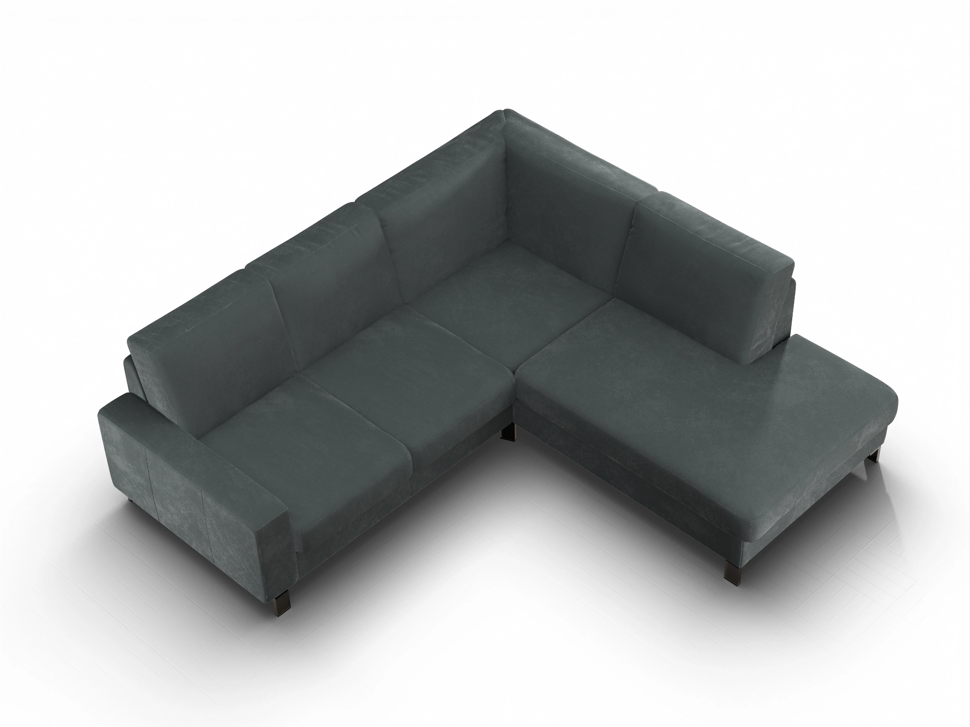 Ansicht des Produktes Casco 2.0 Ecksofa rechts Abschluss offen in Stoff Grau