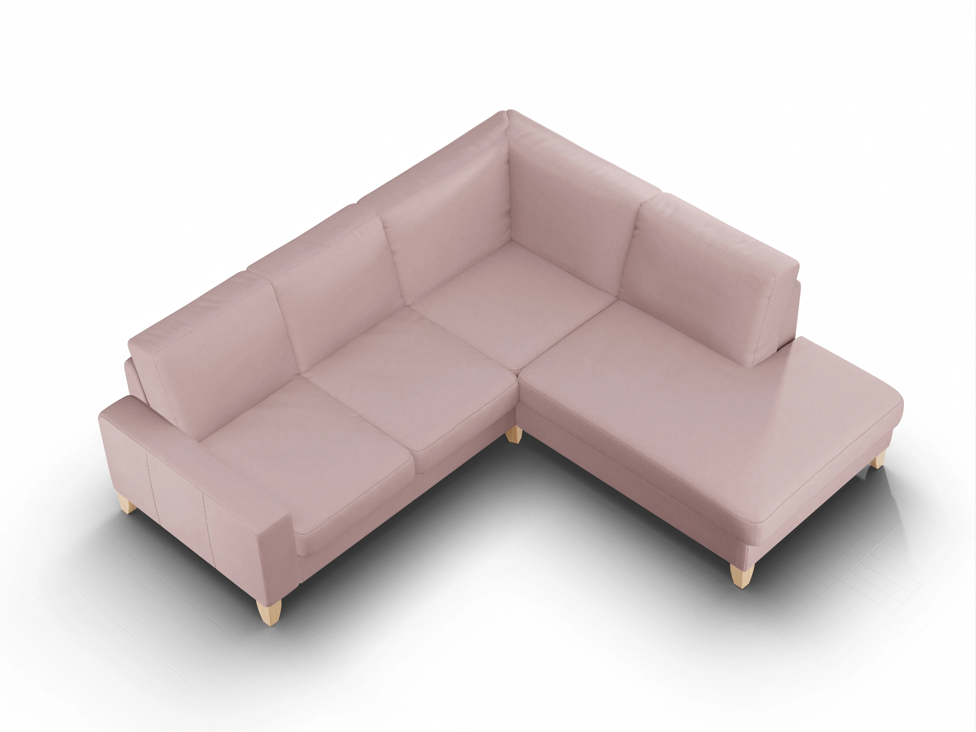 Ansicht des Produktes Casco 2.0 Ecksofa rechts Abschluss offen in Stoff Rosa