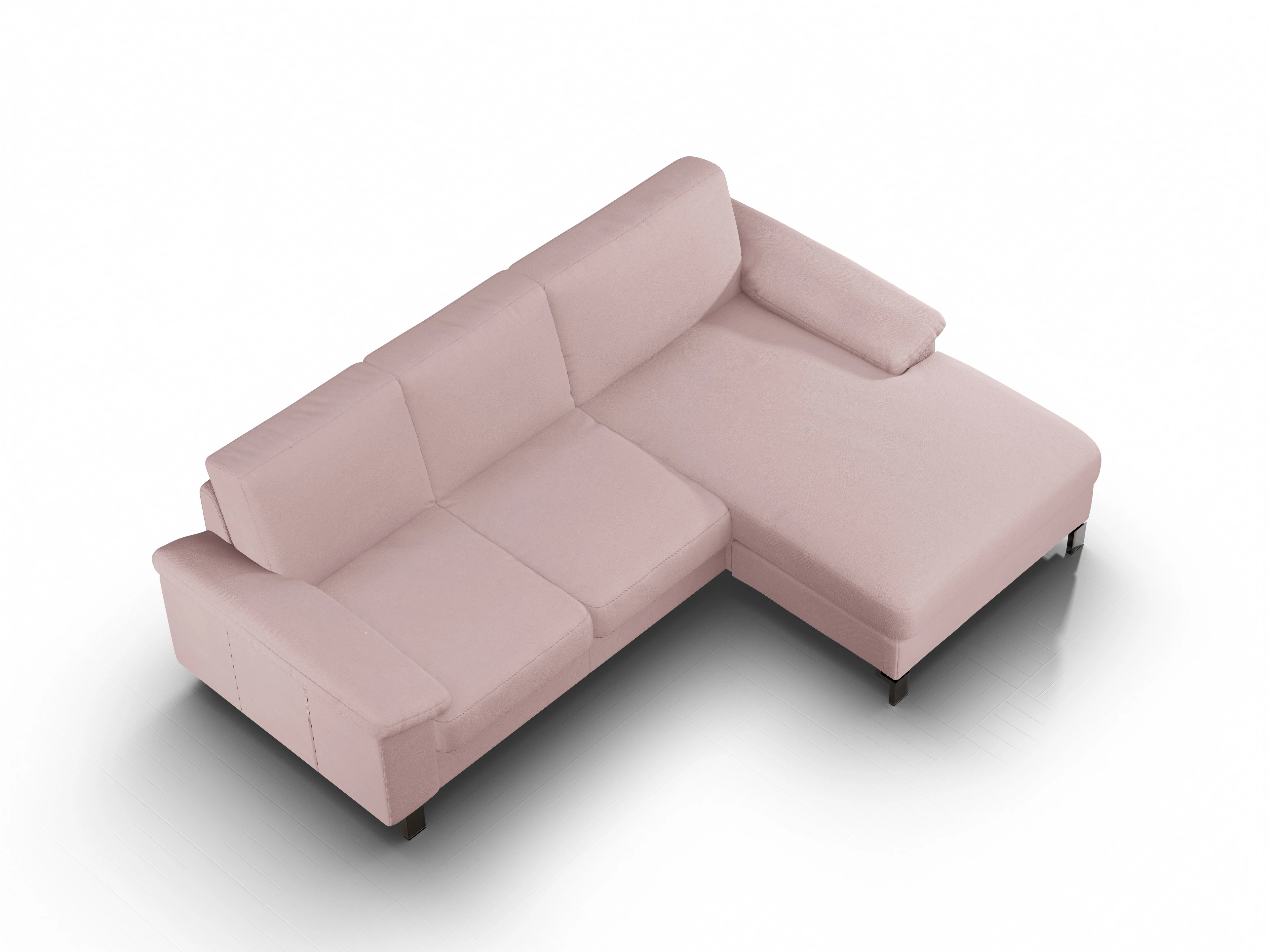 Ansicht des Produktes Casco 2.0 Ecksofa rechts Abschluss offen in Stoff Rosa
