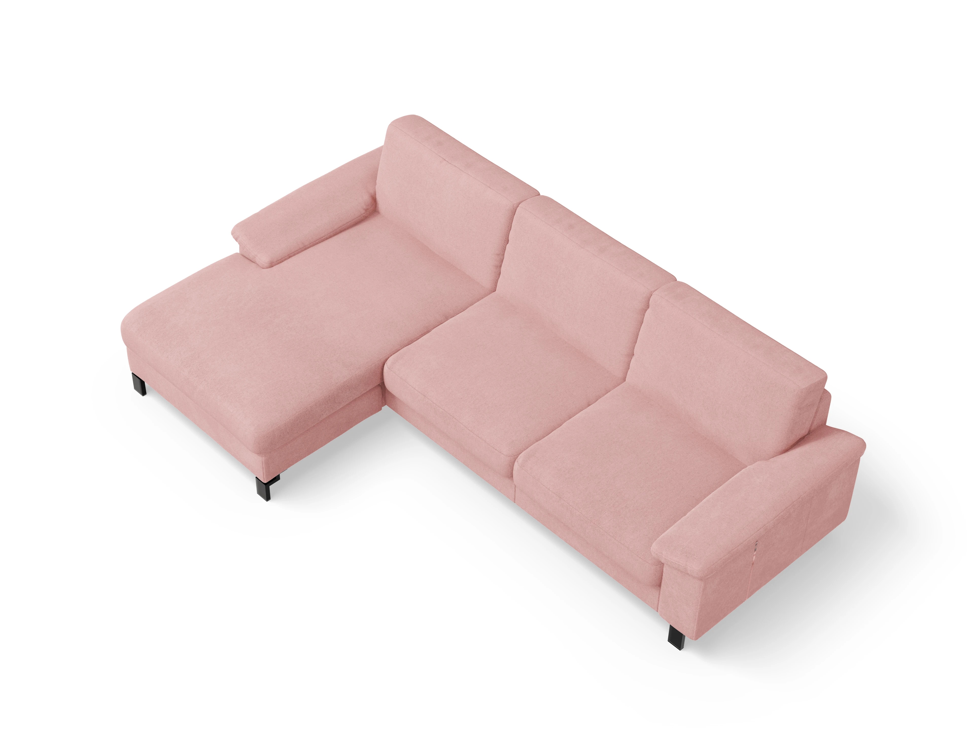 Ansicht des Produktes Casco 2.0 Ecksofa links Abschluss offen in Stoff Rosa