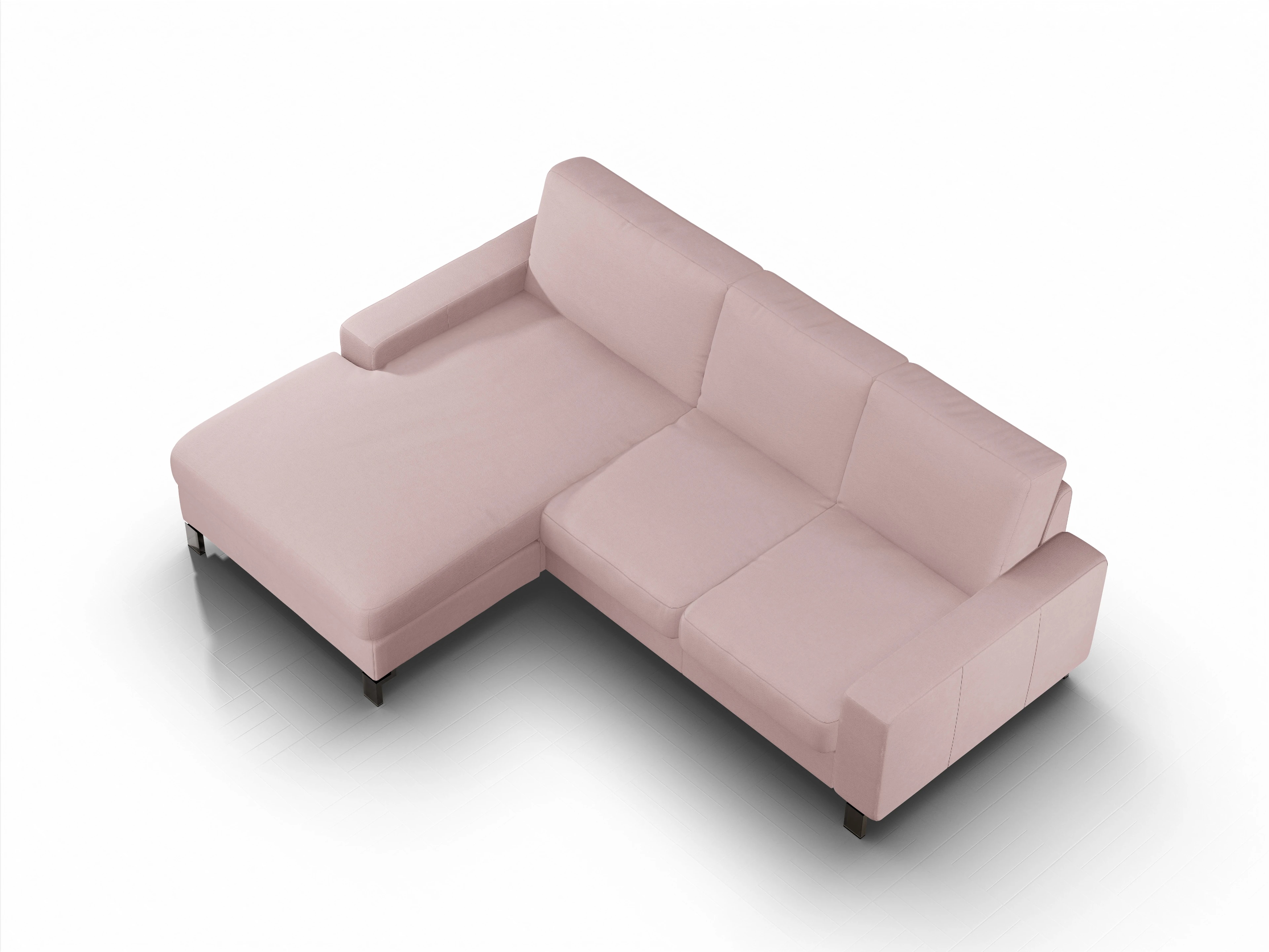 Ansicht des Produktes Casco 2.0 Ecksofa links Abschluss offen in Stoff Rosa
